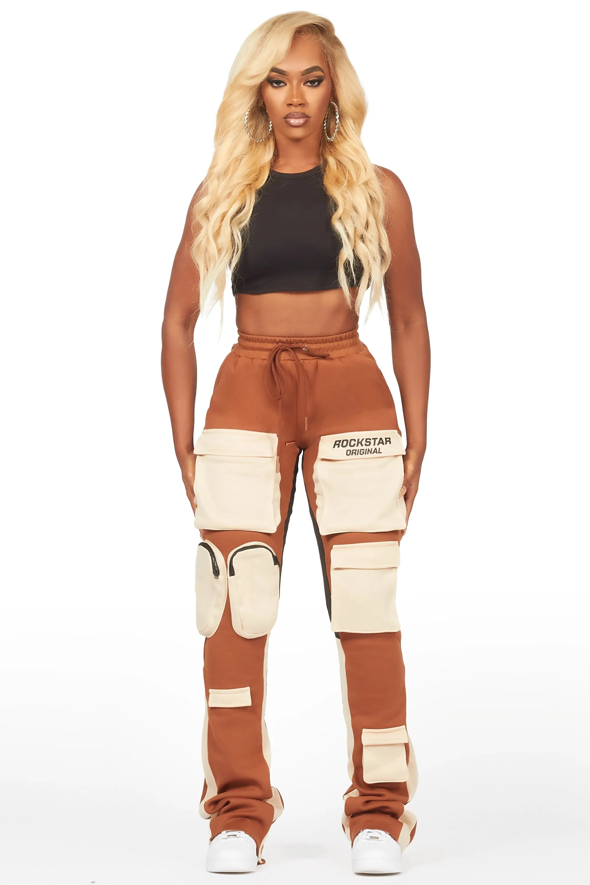 Norika Brown Stacked Track Pant sold by Rockstar Original product image thumbnail 2