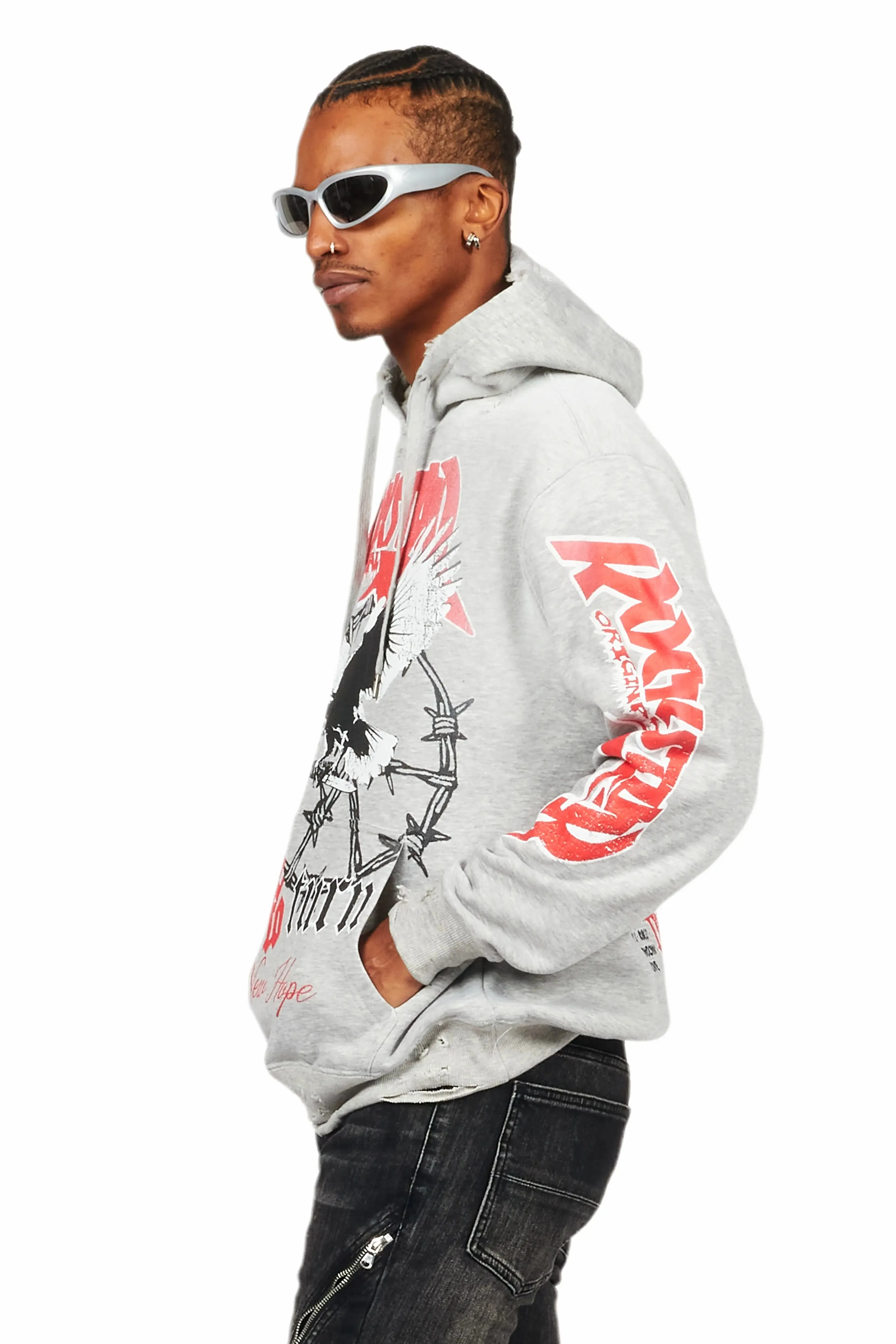 Burial Heather Grey Graphic Hoodie sold by Rockstar Original product image thumbnail 3