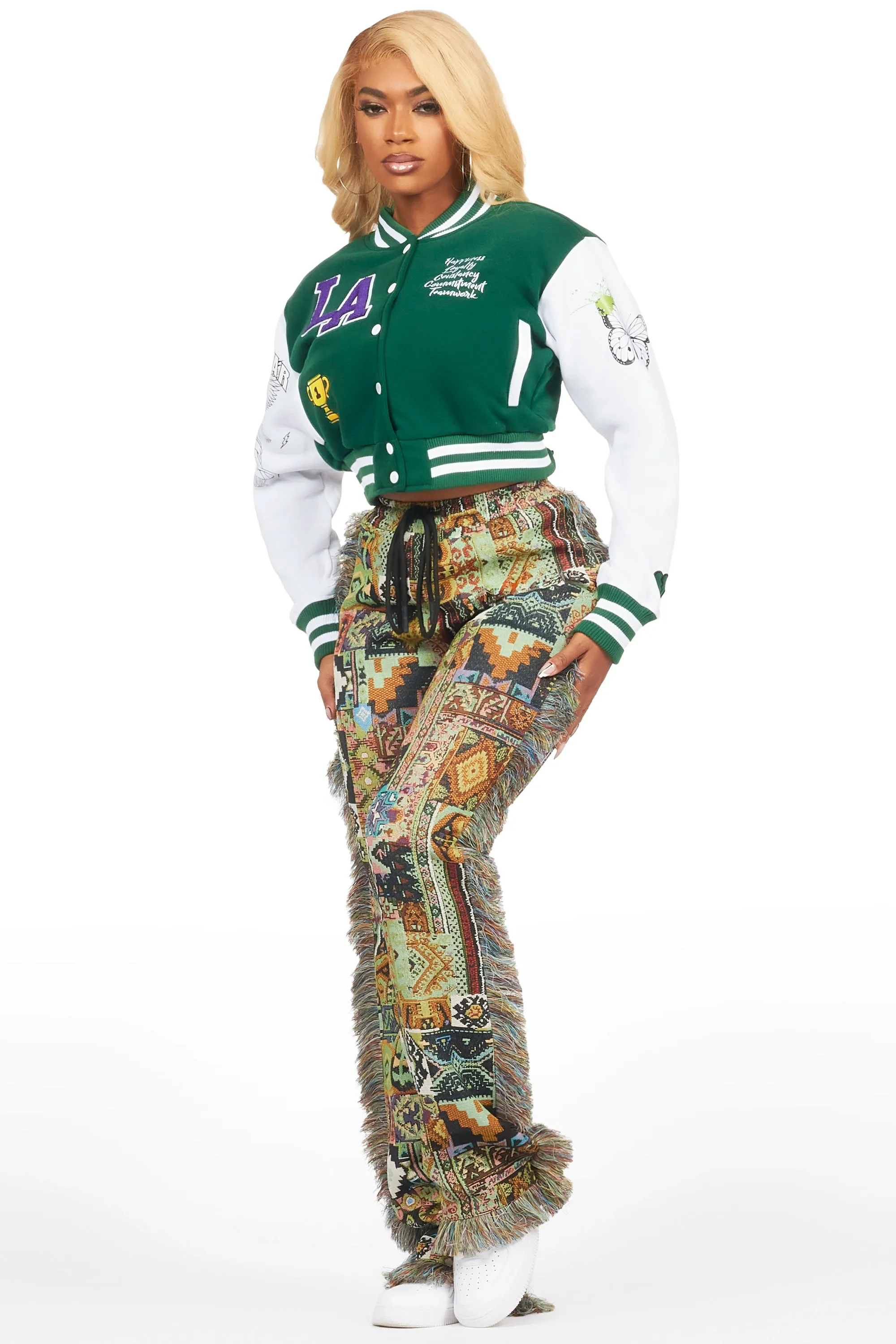 Momo Green Varsity Jacket sold by Rockstar Original product image thumbnail 3