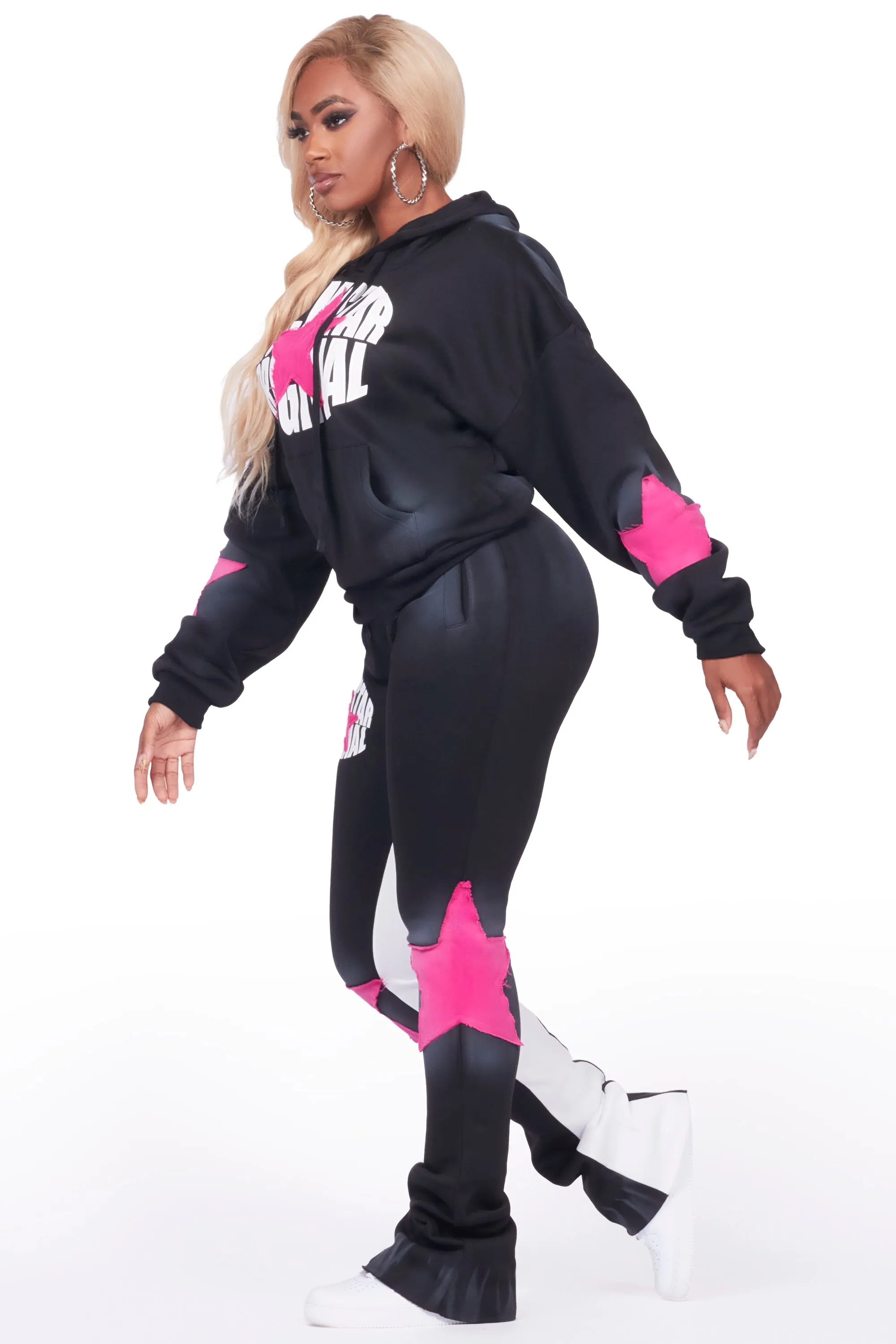 Kaliyah Black/Pink Super Stacked Trackset sold by Rockstar Original product image thumbnail 4