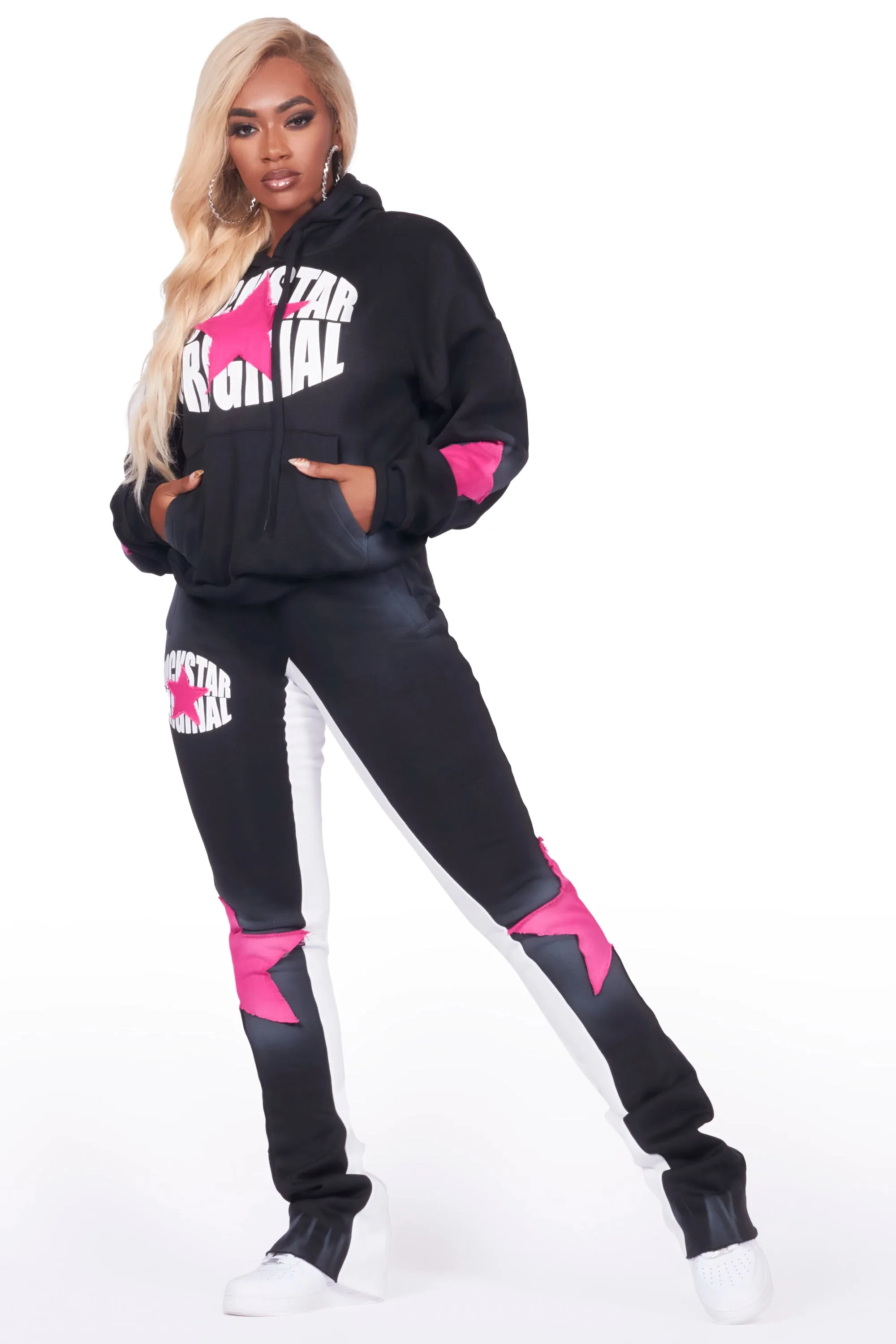 Kaliyah Black/Pink Super Stacked Trackset sold by Rockstar Original product image thumbnail 2