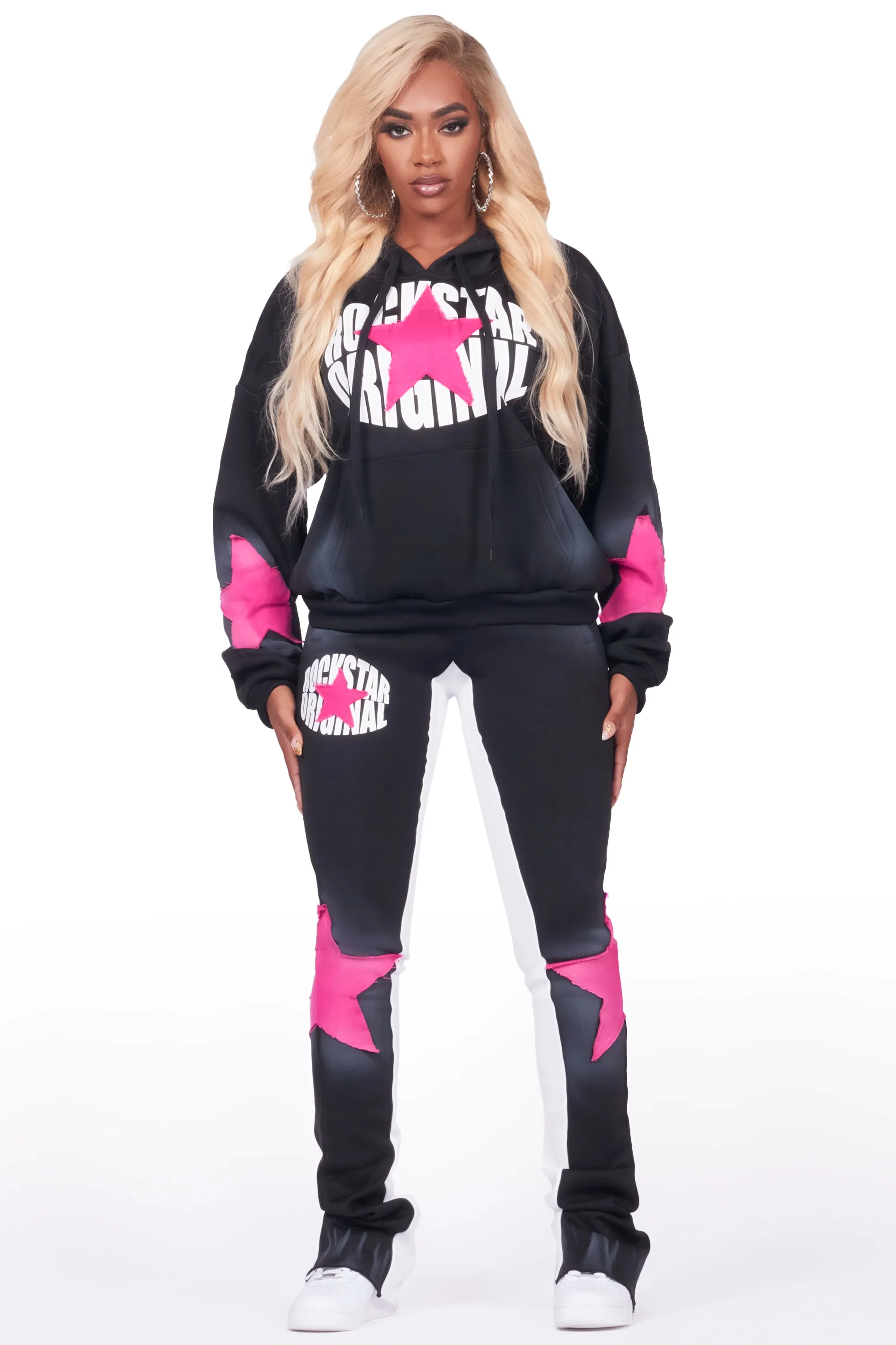 Kaliyah Black/Pink Super Stacked Trackset sold by Rockstar Original product image thumbnail 3