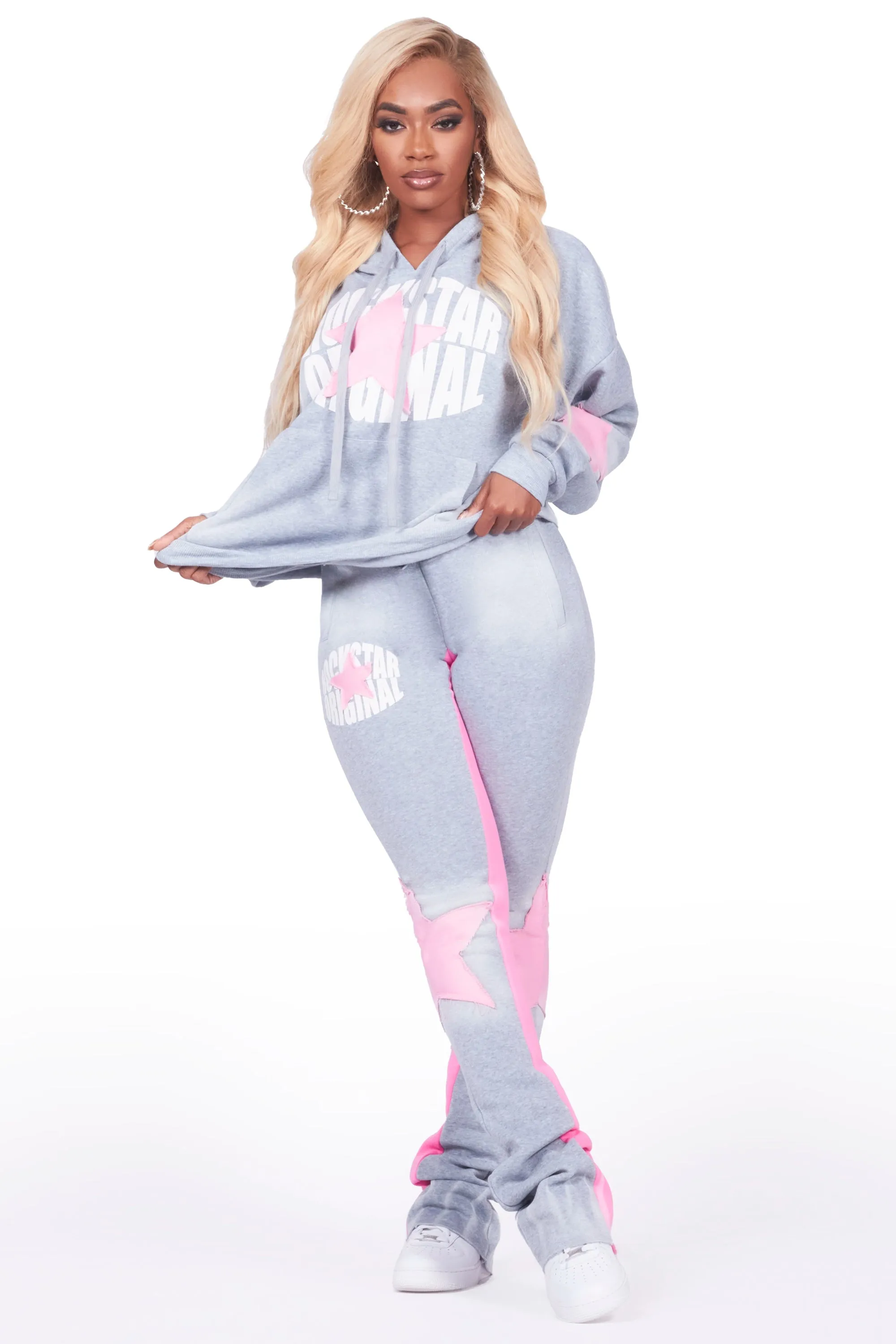 Kaliyah Heather Grey Super Stacked Trackset sold by Rockstar Original