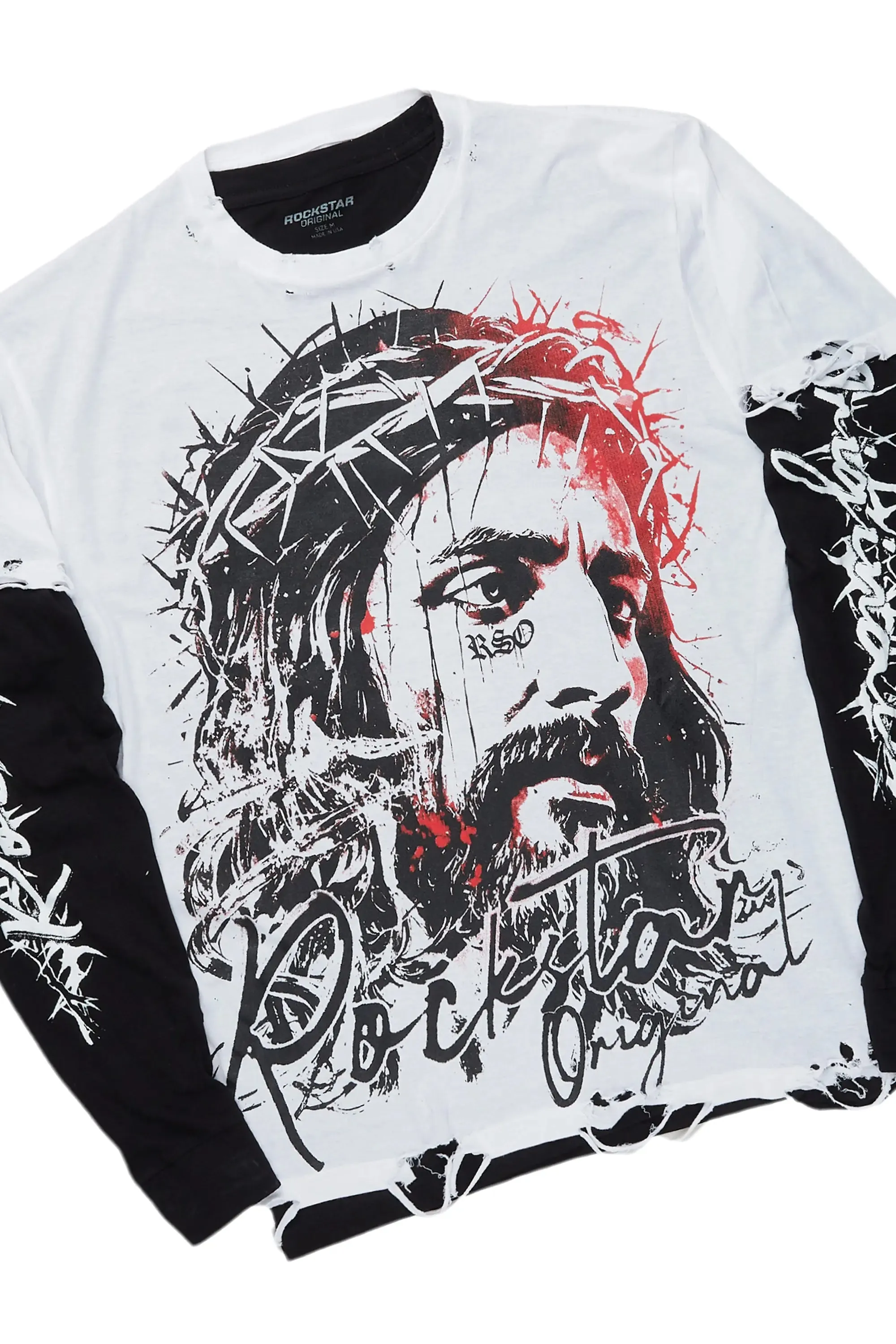 Bedros White/Black Double Layer T-Shirt & Camden Super Stacked Flare Jean Bundle sold by Rockstar Original product image thumbnail 2