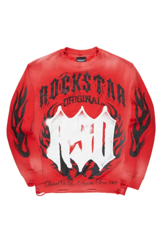 Boaz Red Graphic Crewneck sold by Rockstar Original