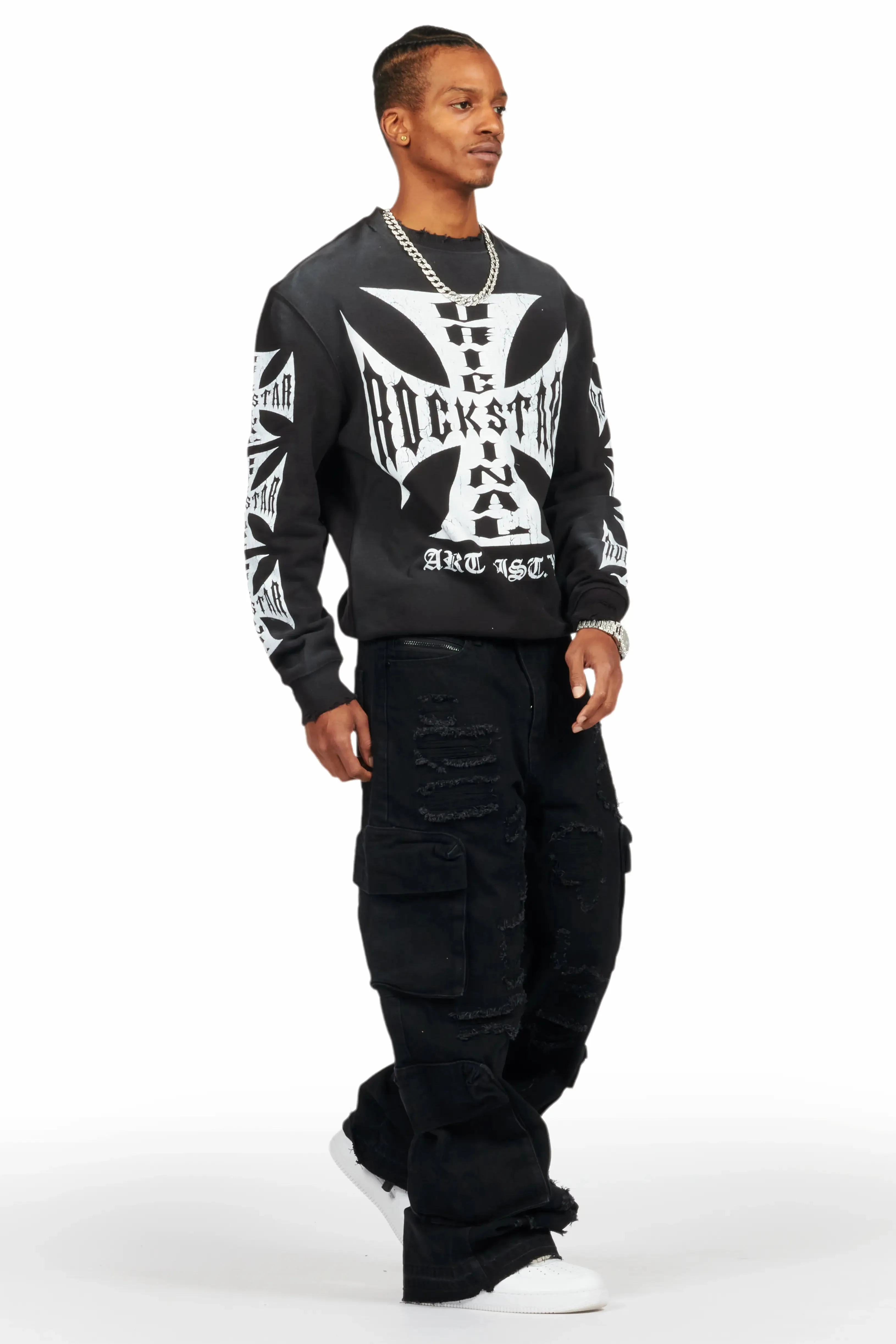 Udell Black Graphic Crewneck sold by Rockstar Original product image thumbnail 5