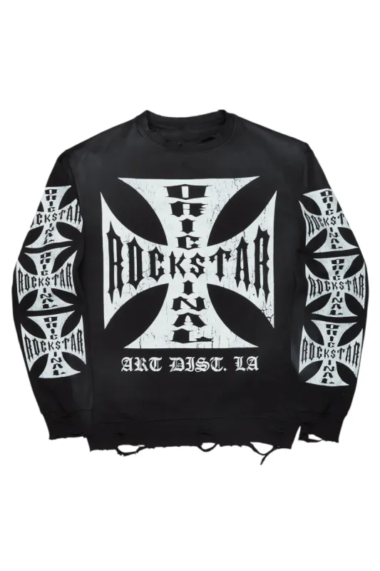 Udell Black Graphic Crewneck sold by Rockstar Original