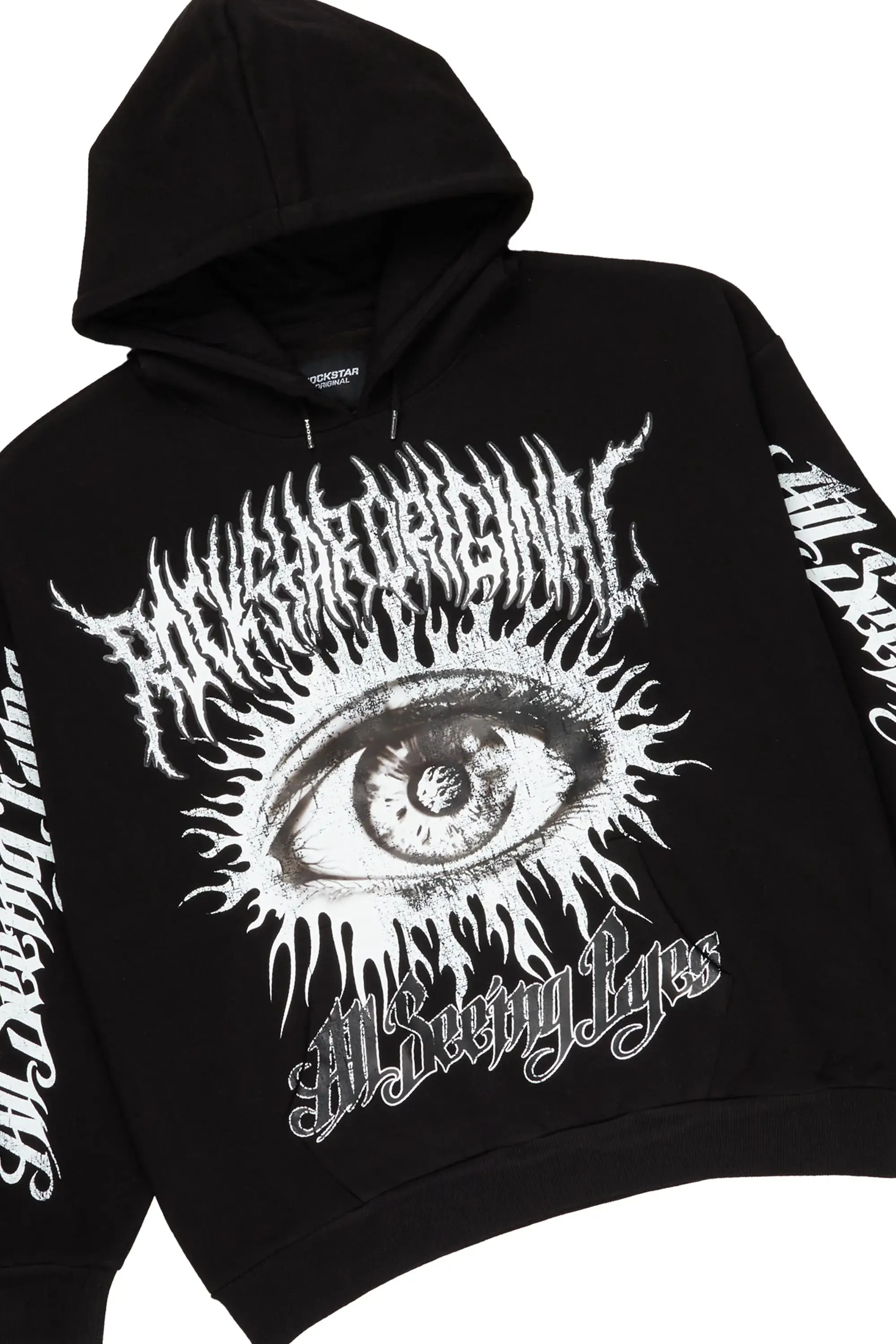 All Seeing Eyes Black Hoodie & Lamont Stacked Flare Tapestry Jean Bundle sold by Rockstar Original product image thumbnail 2