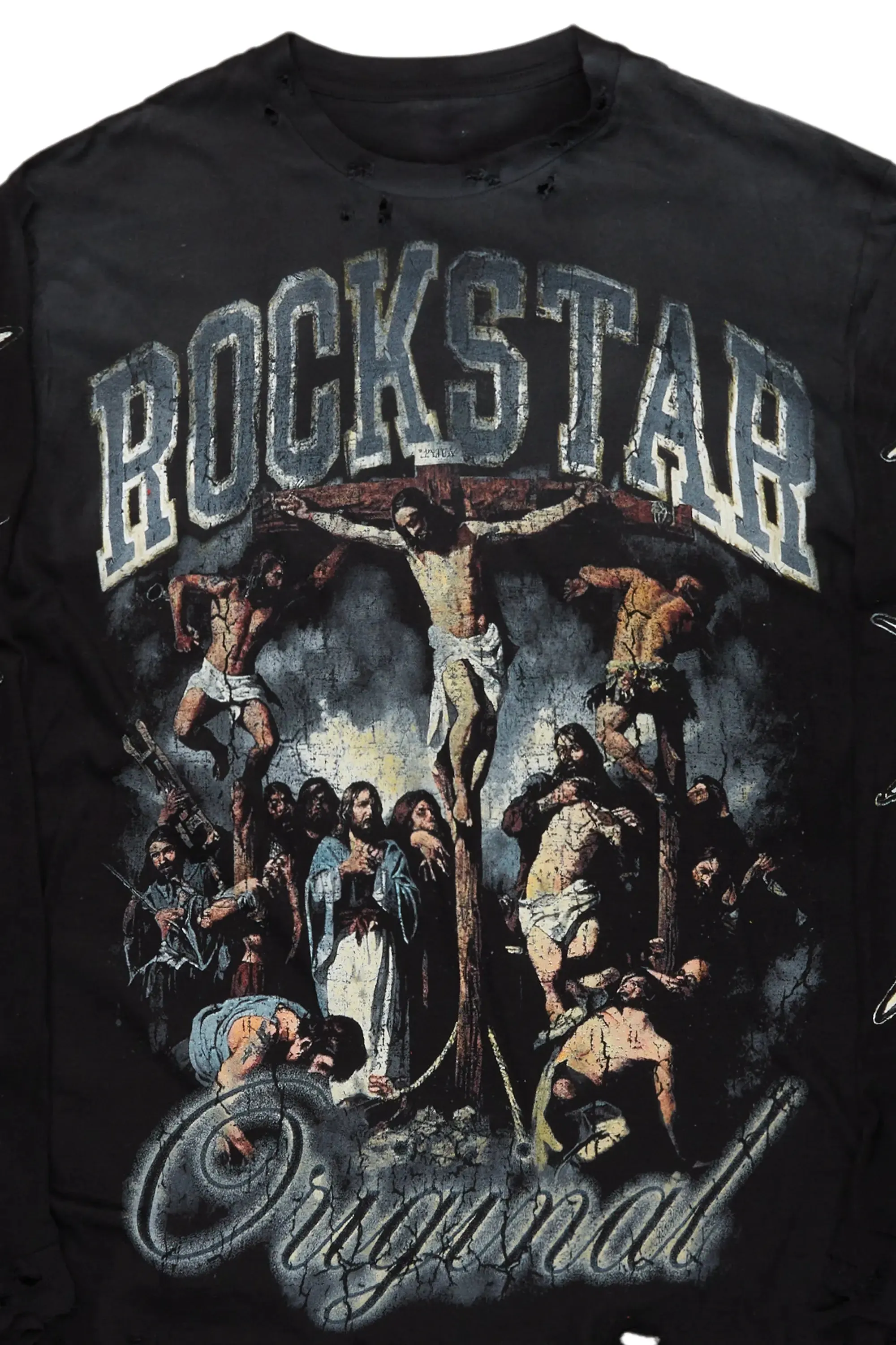 Waller Black Long Sleeve Graphic T-Shirt sold by Rockstar Original product image thumbnail 5