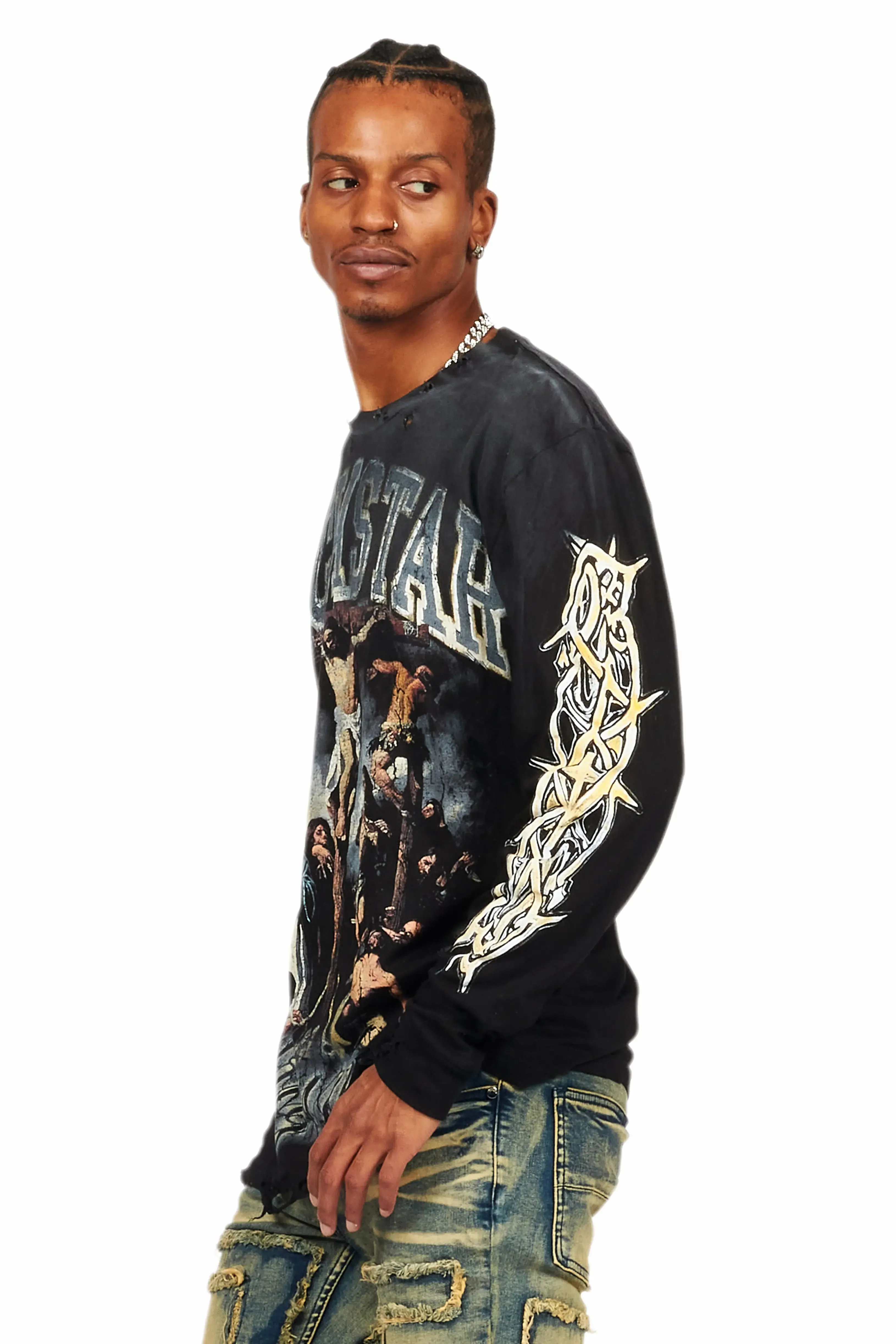 Waller Black Long Sleeve Graphic T-Shirt sold by Rockstar Original product image thumbnail 3