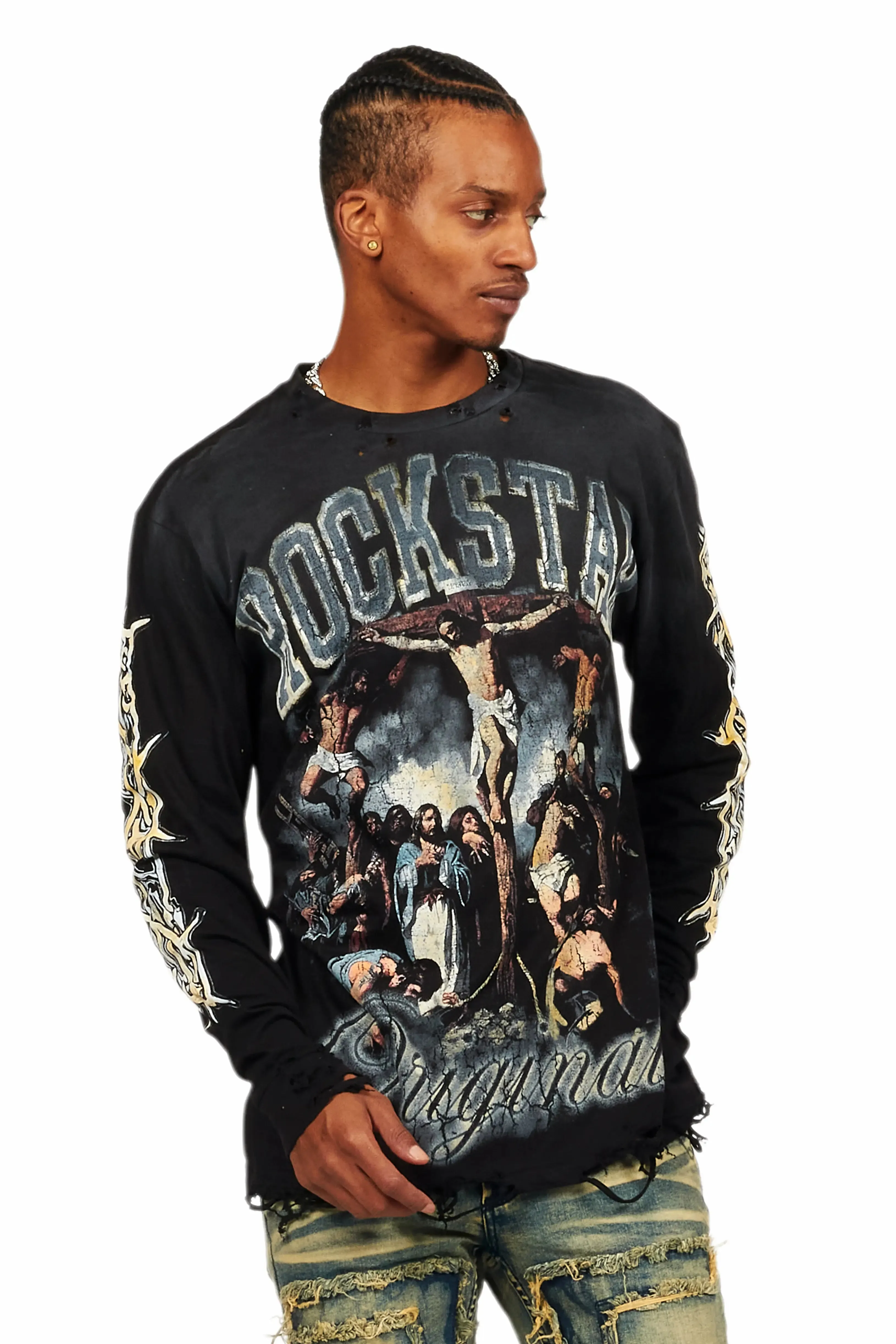 Waller Black Long Sleeve Graphic T-Shirt sold by Rockstar Original product image thumbnail 2