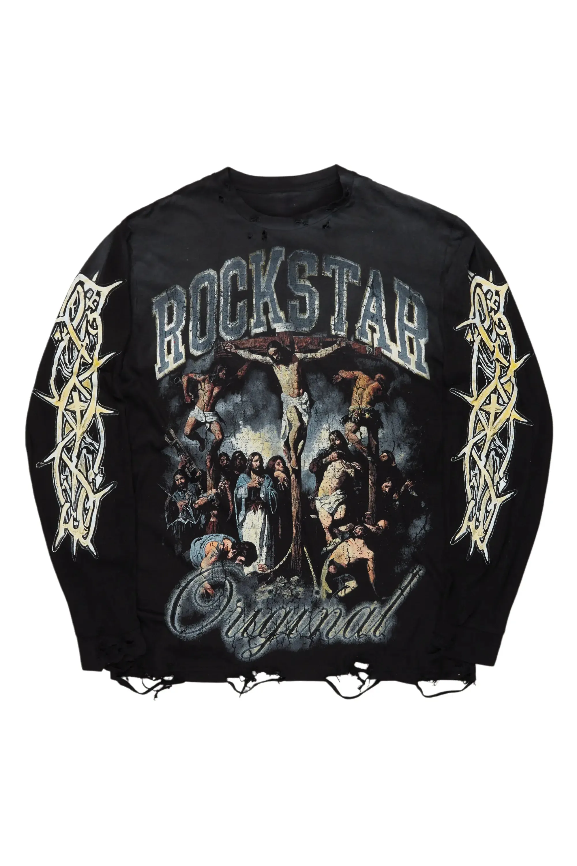 Waller Black Long Sleeve Graphic T-Shirt sold by Rockstar Original