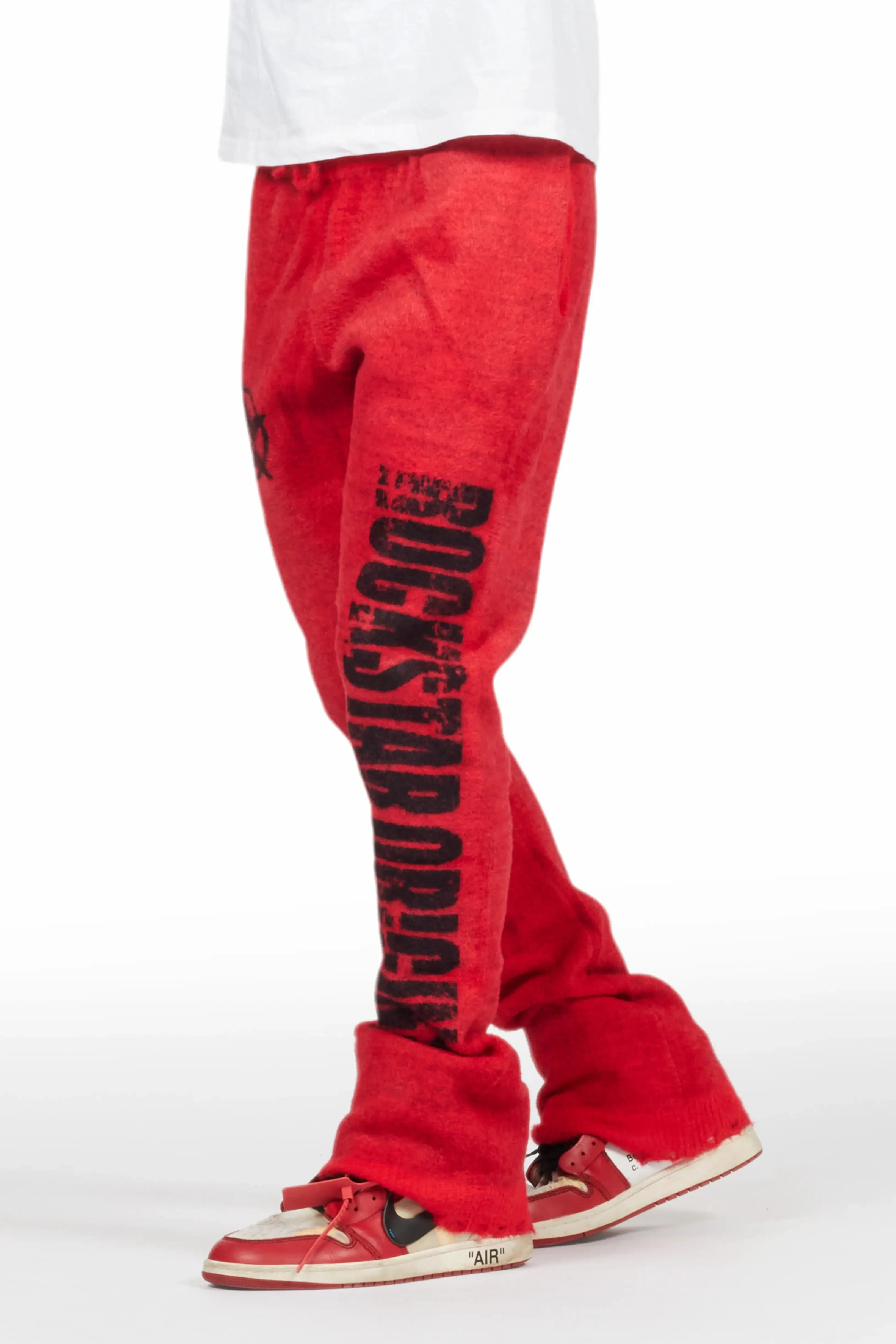 Keve Red Knitted Mohair Flare Sweat Pant sold by Rockstar Original