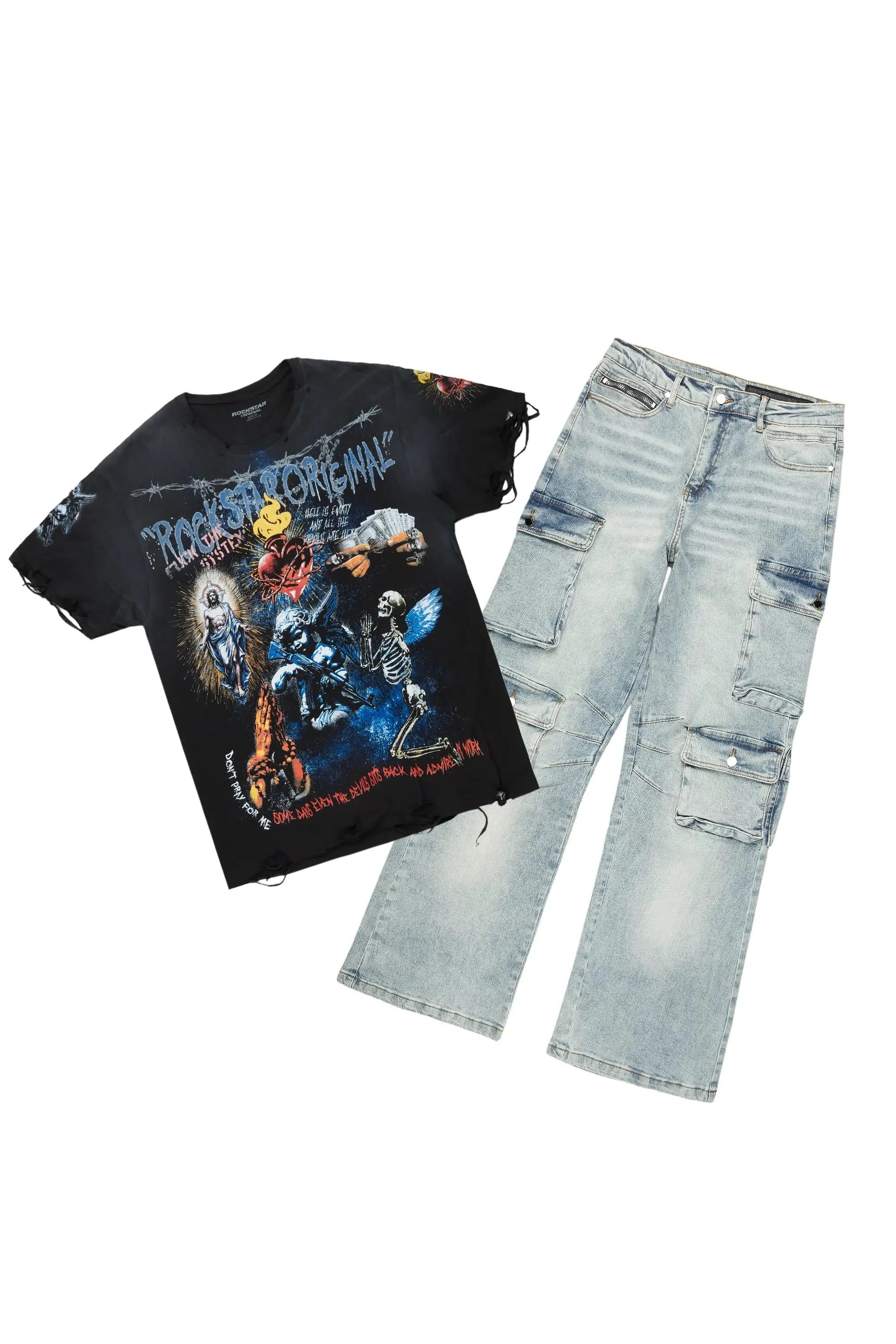 Innis Black T-Shirt & Lenz Baggy Jean Bundle sold by Rockstar Original