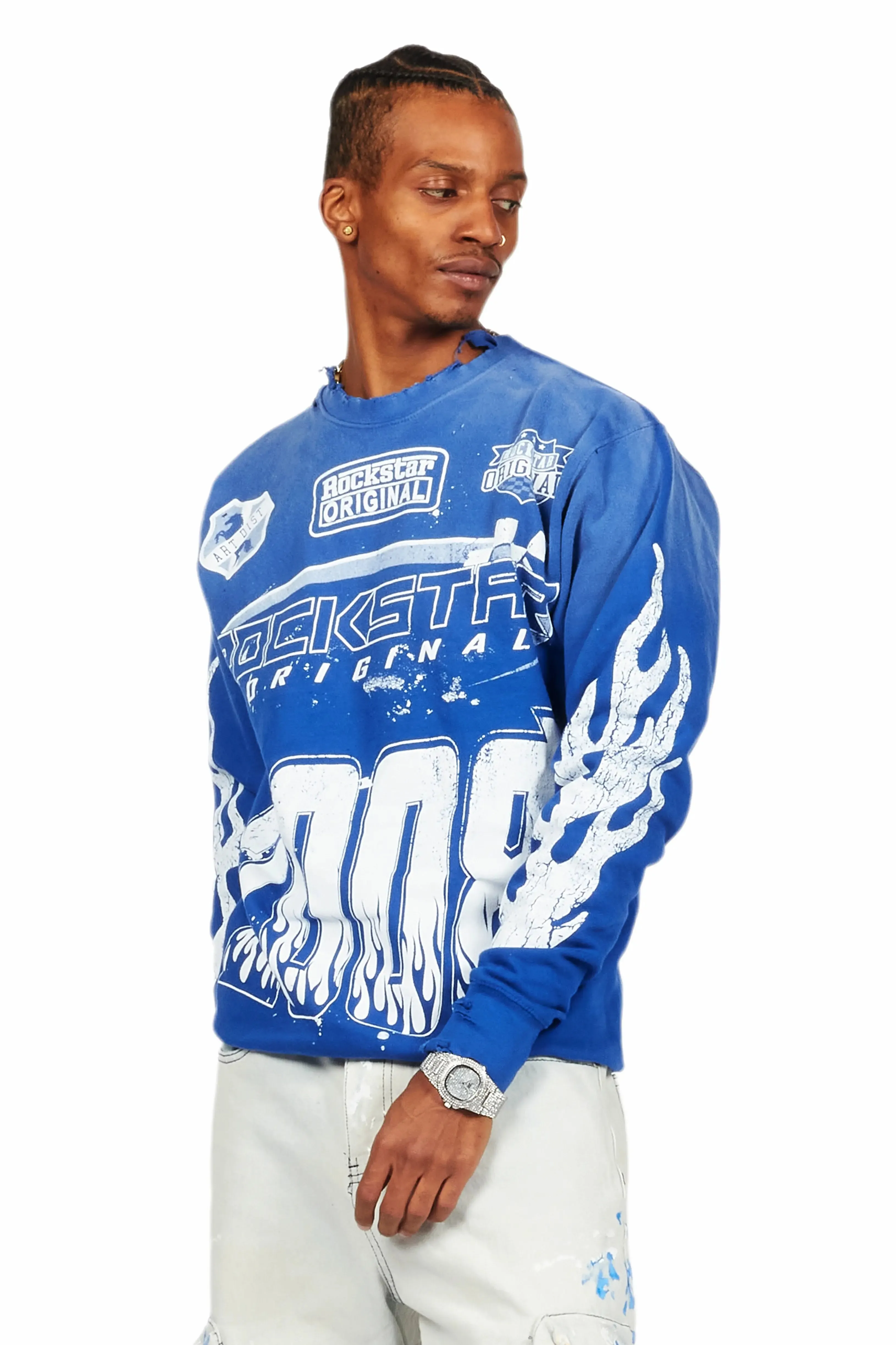 Amos Royal Blue Graphic Crewneck sold by Rockstar Original product image thumbnail 3