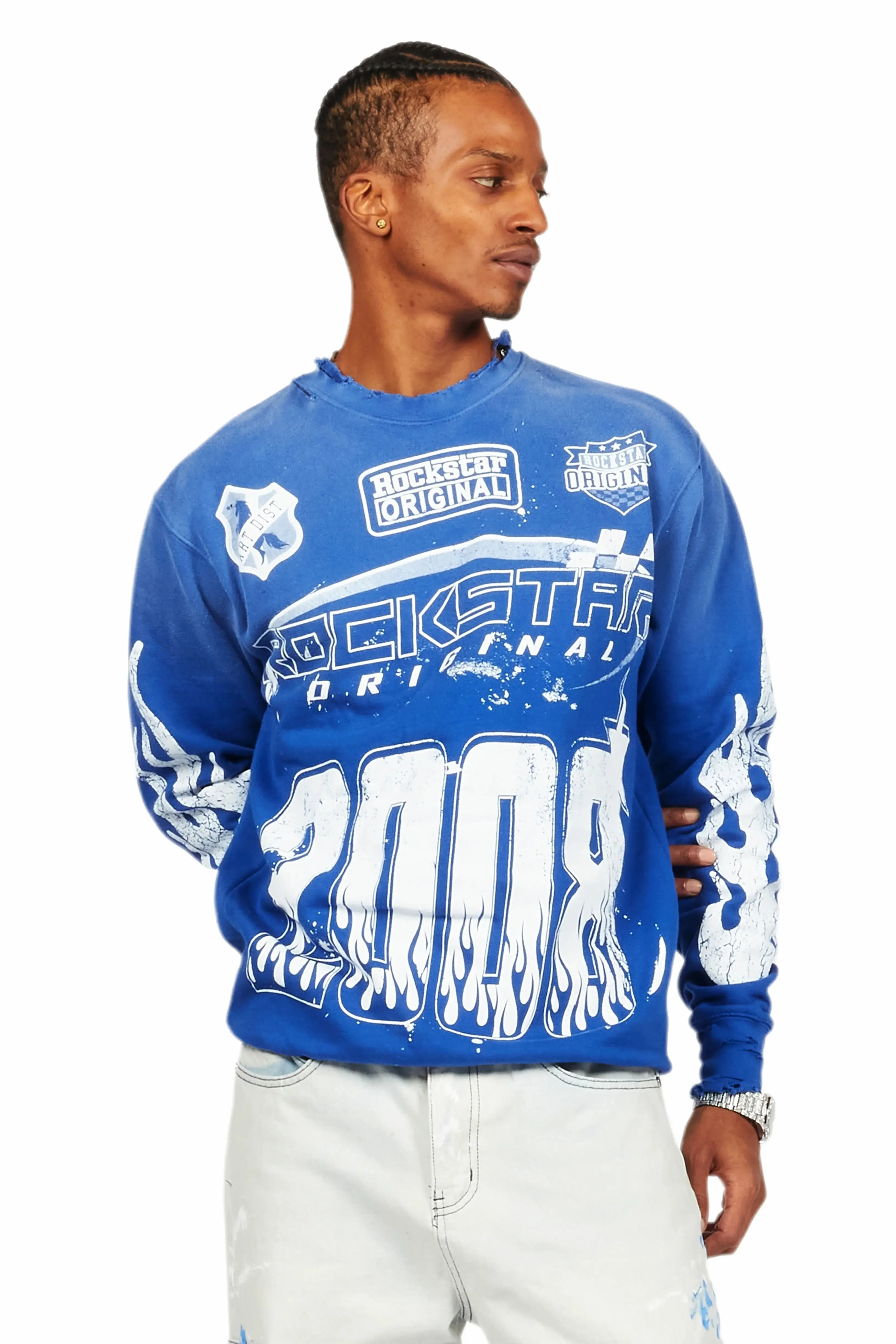Amos Royal Blue Graphic Crewneck sold by Rockstar Original product image thumbnail 5