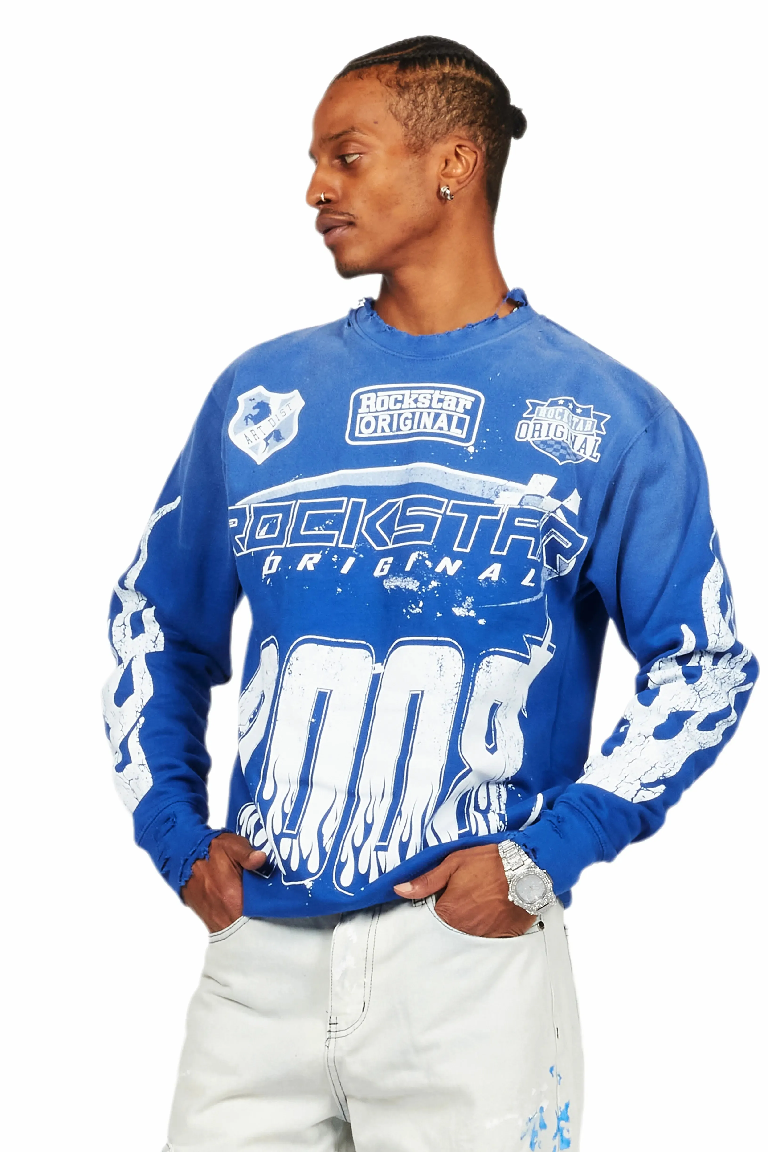 Amos Royal Blue Graphic Crewneck sold by Rockstar Original product image thumbnail 4
