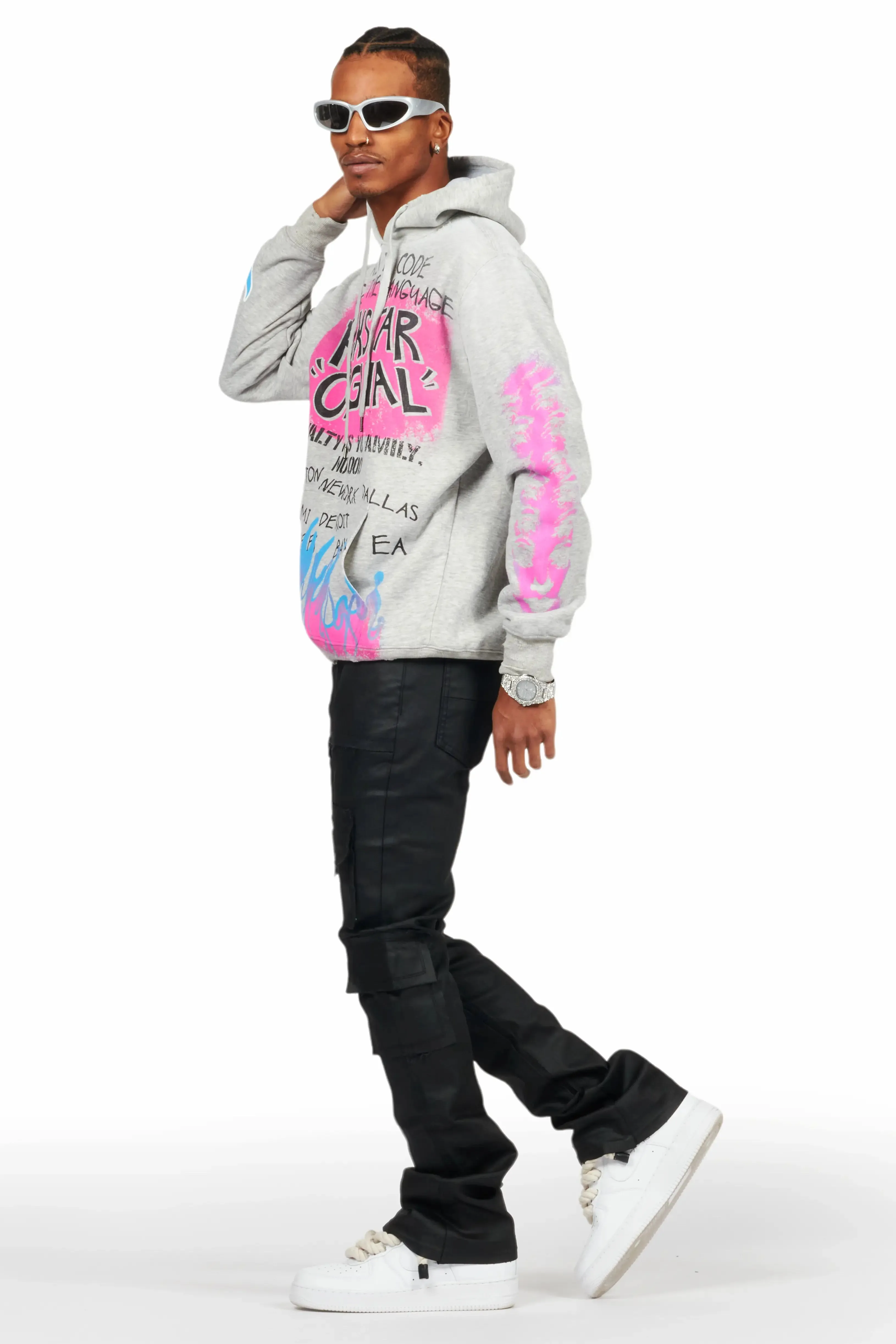 Beno Heather Grey Distressed Graphic Hoodie sold by Rockstar Original product image thumbnail 3