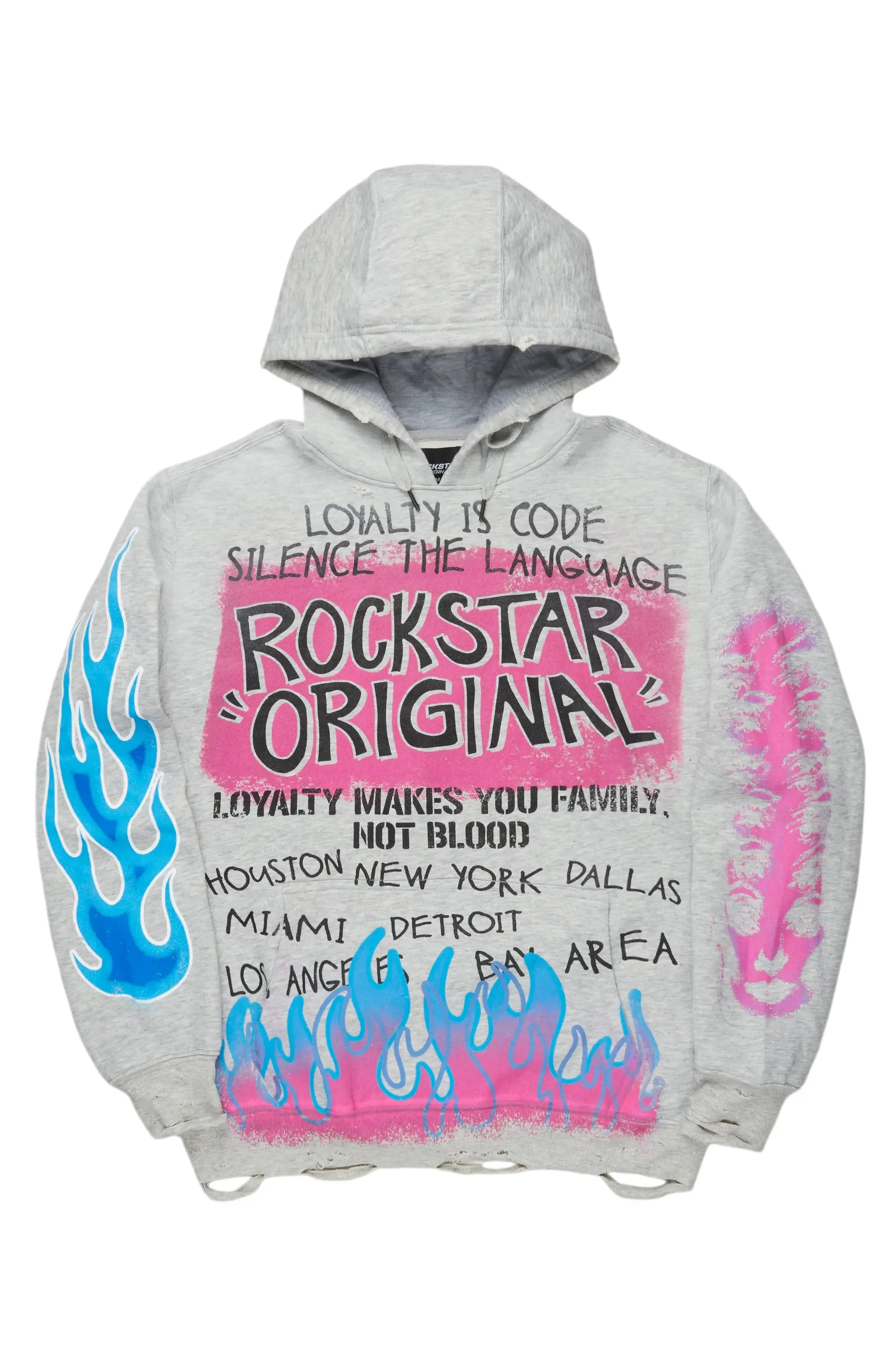 Beno Heather Grey Distressed Graphic Hoodie sold by Rockstar Original