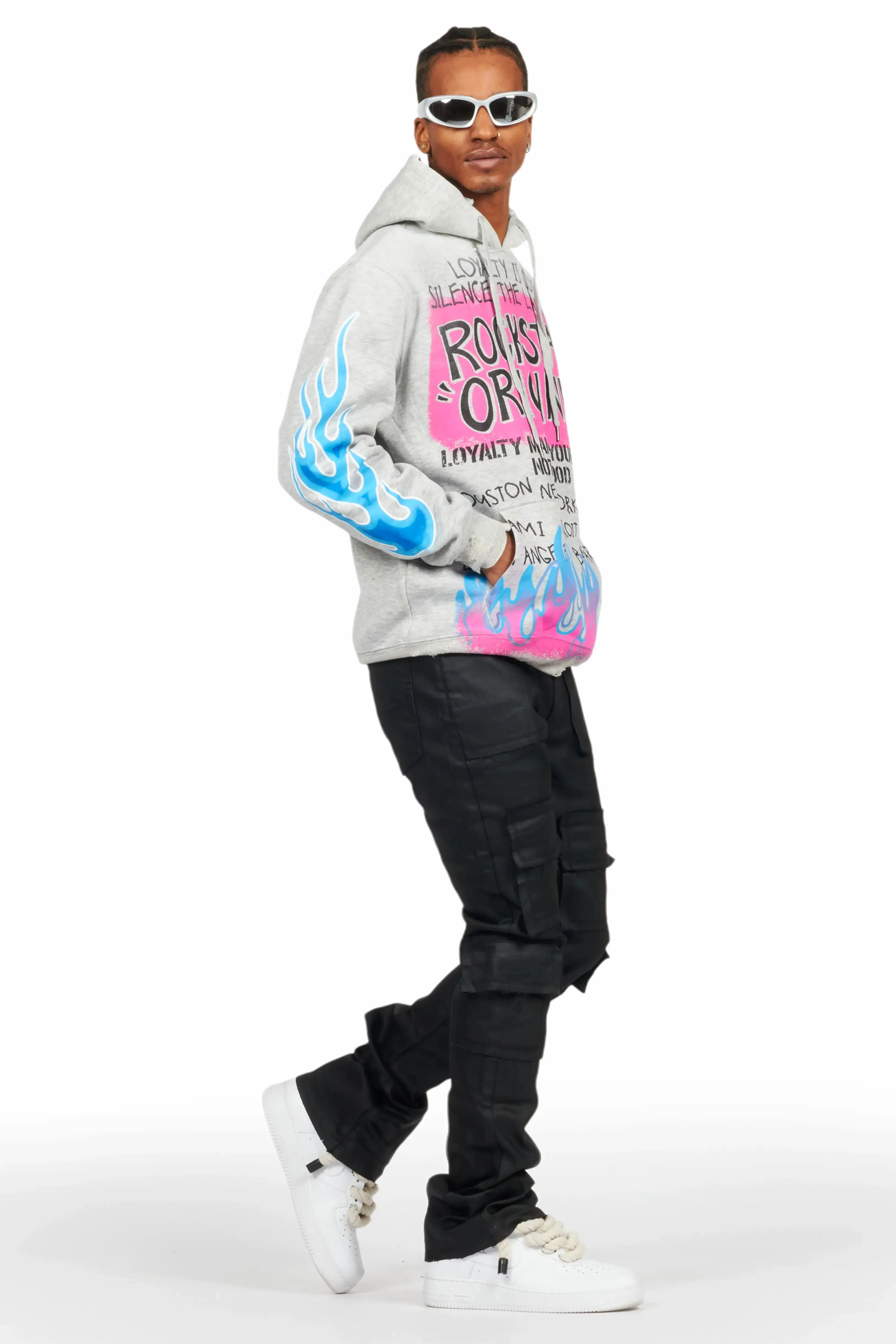 Beno Heather Grey Distressed Graphic Hoodie sold by Rockstar Original product image thumbnail 5