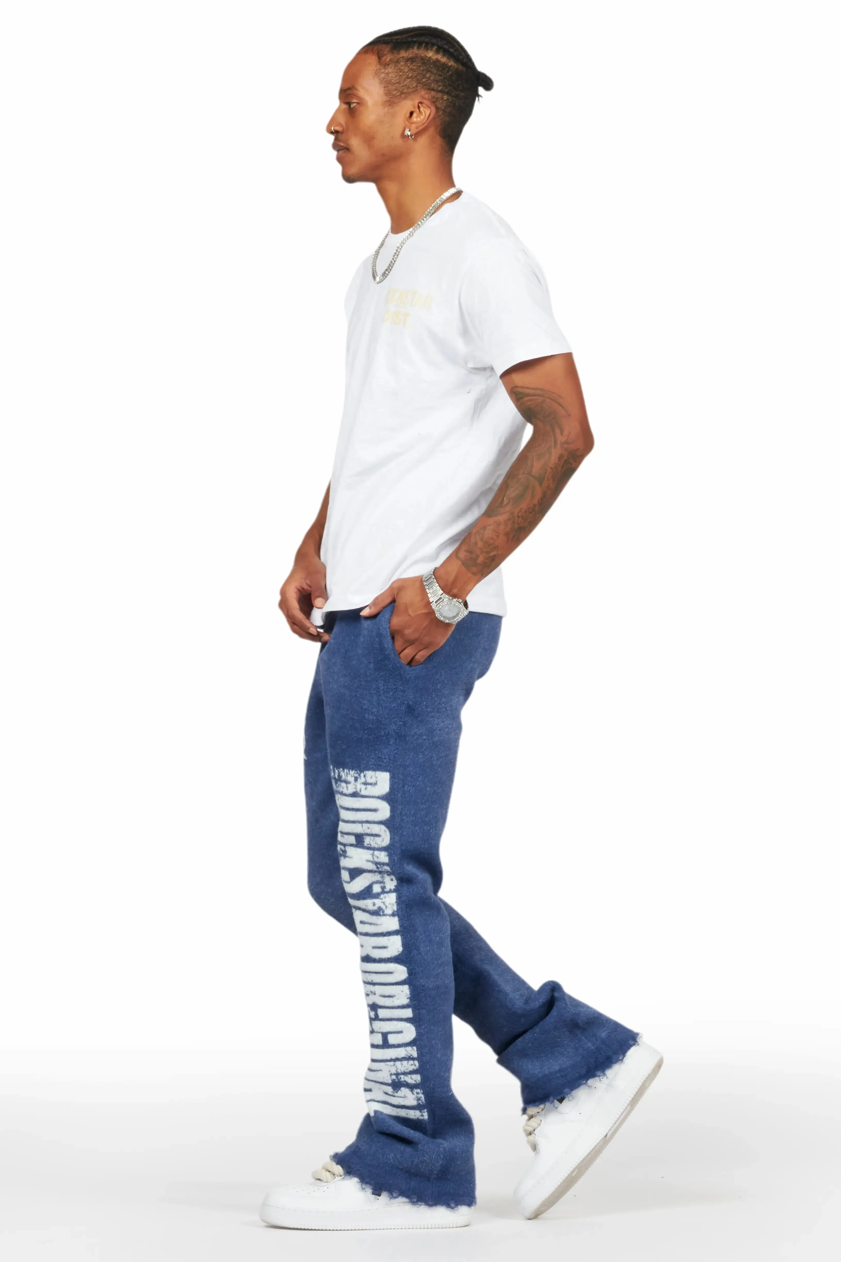 Keve Navy Knitted Mohair Flare Sweat Pant sold by Rockstar Original product image thumbnail 4