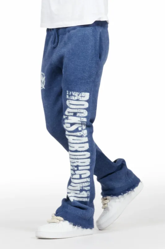 Keve Navy Knitted Mohair Flare Sweat Pant sold by Rockstar Original