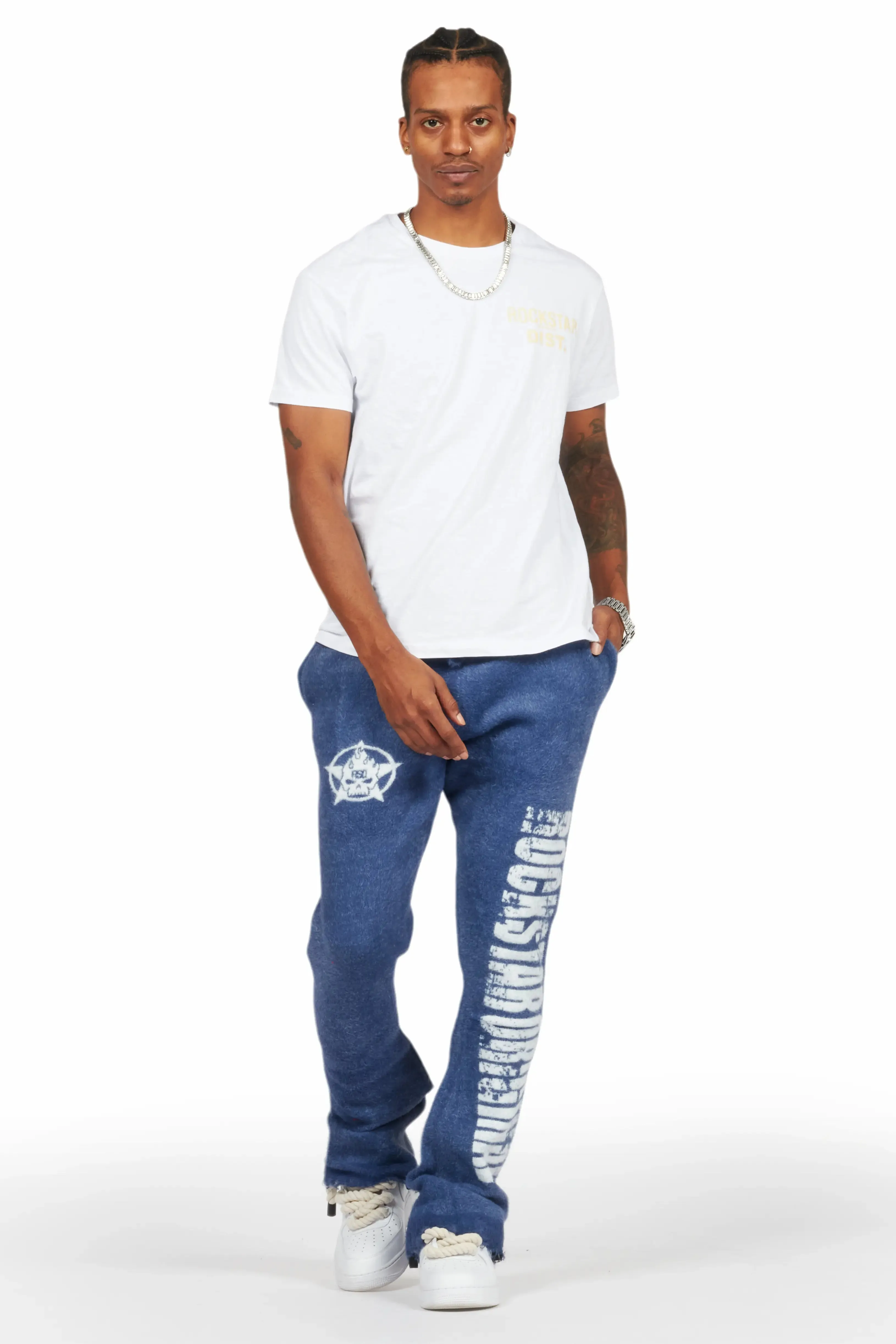 Keve Navy Knitted Mohair Flare Sweat Pant sold by Rockstar Original product image thumbnail 3