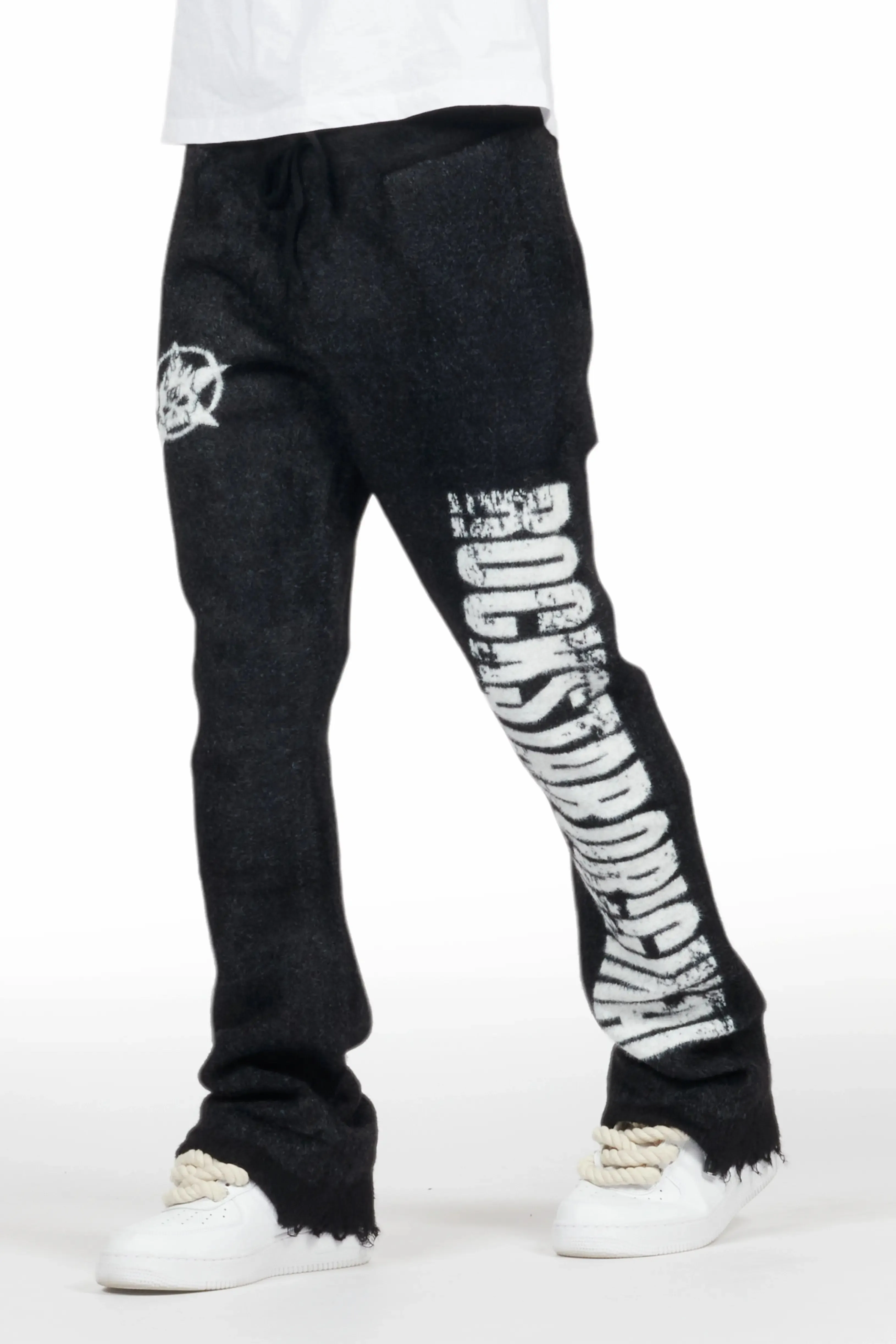 Keve Black Knitted Mohair Flare Sweat Pant sold by Rockstar Original