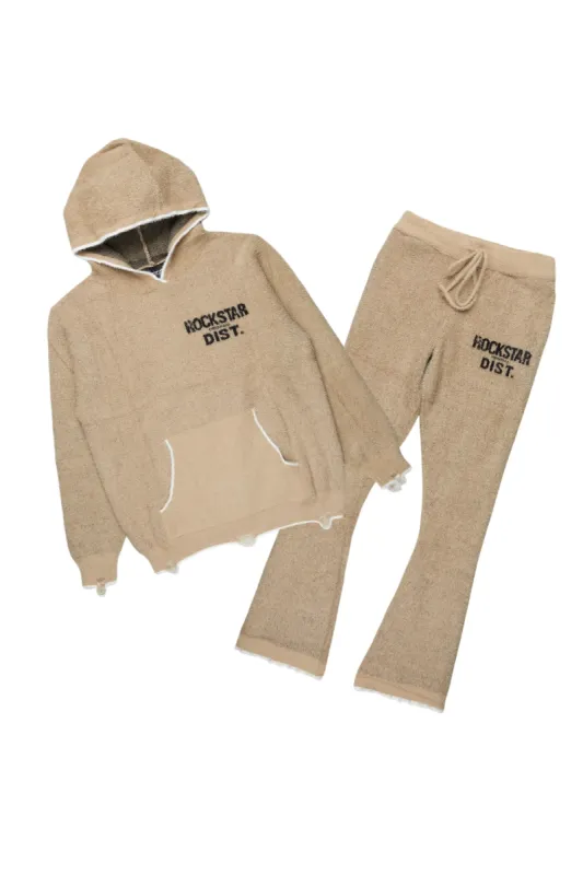 Lake Mohair Beige Stacked Knit Track Set sold by Rockstar Original