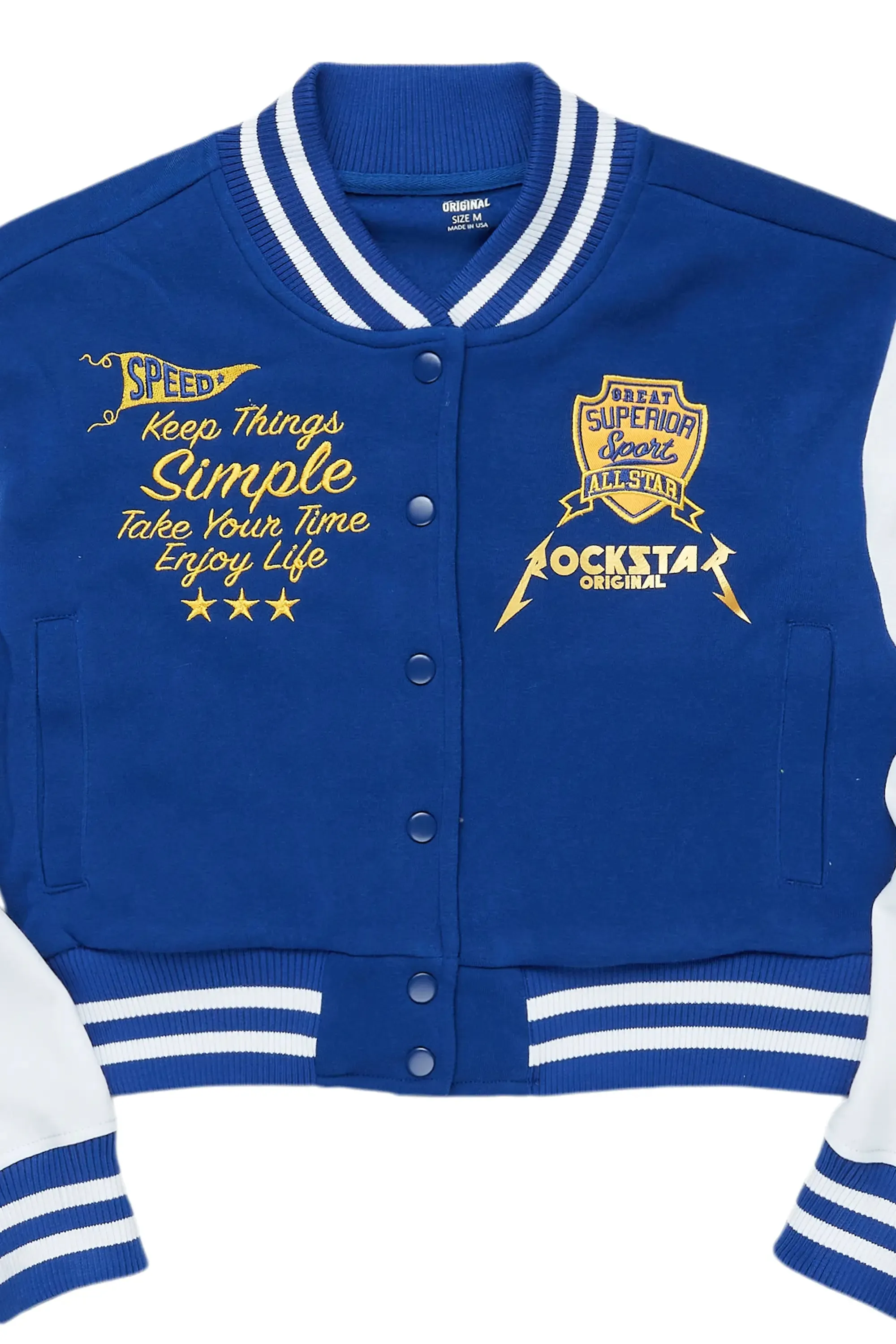 Suzanne Royal Blue Varsity Jacket sold by Rockstar Original product image thumbnail 2