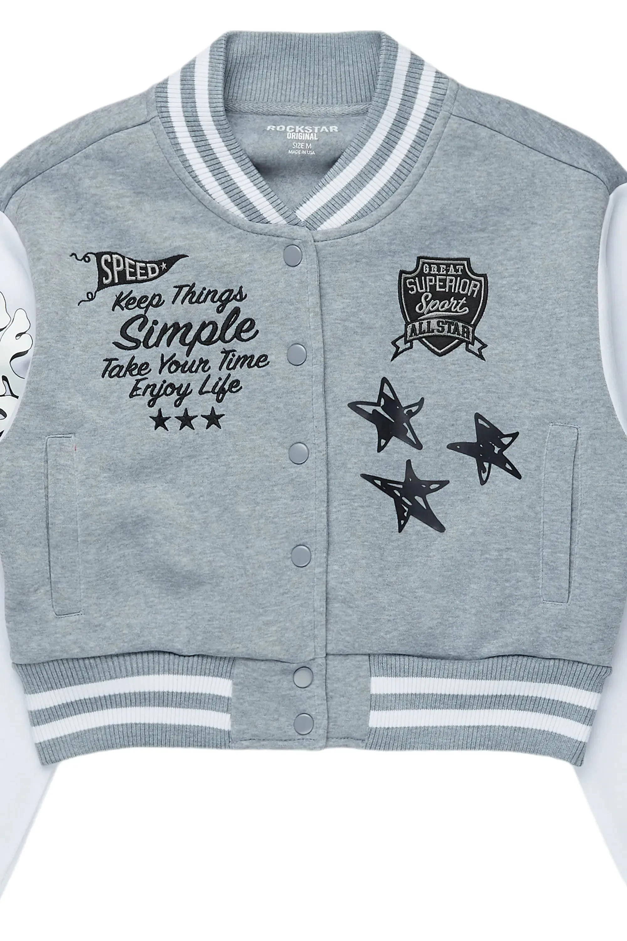 Kesira Heather Grey Varsity Jacket sold by Rockstar Original product image thumbnail 2
