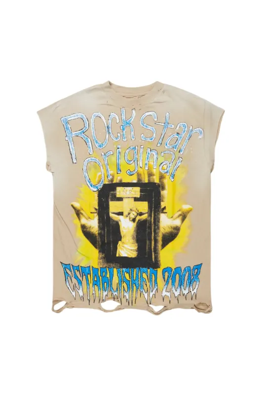 Levon Beige Graphic T-Shirt sold by Rockstar Original