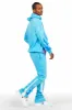 Beno Blue Stacked Flare Hoodie Track Set sold by Rockstar Original