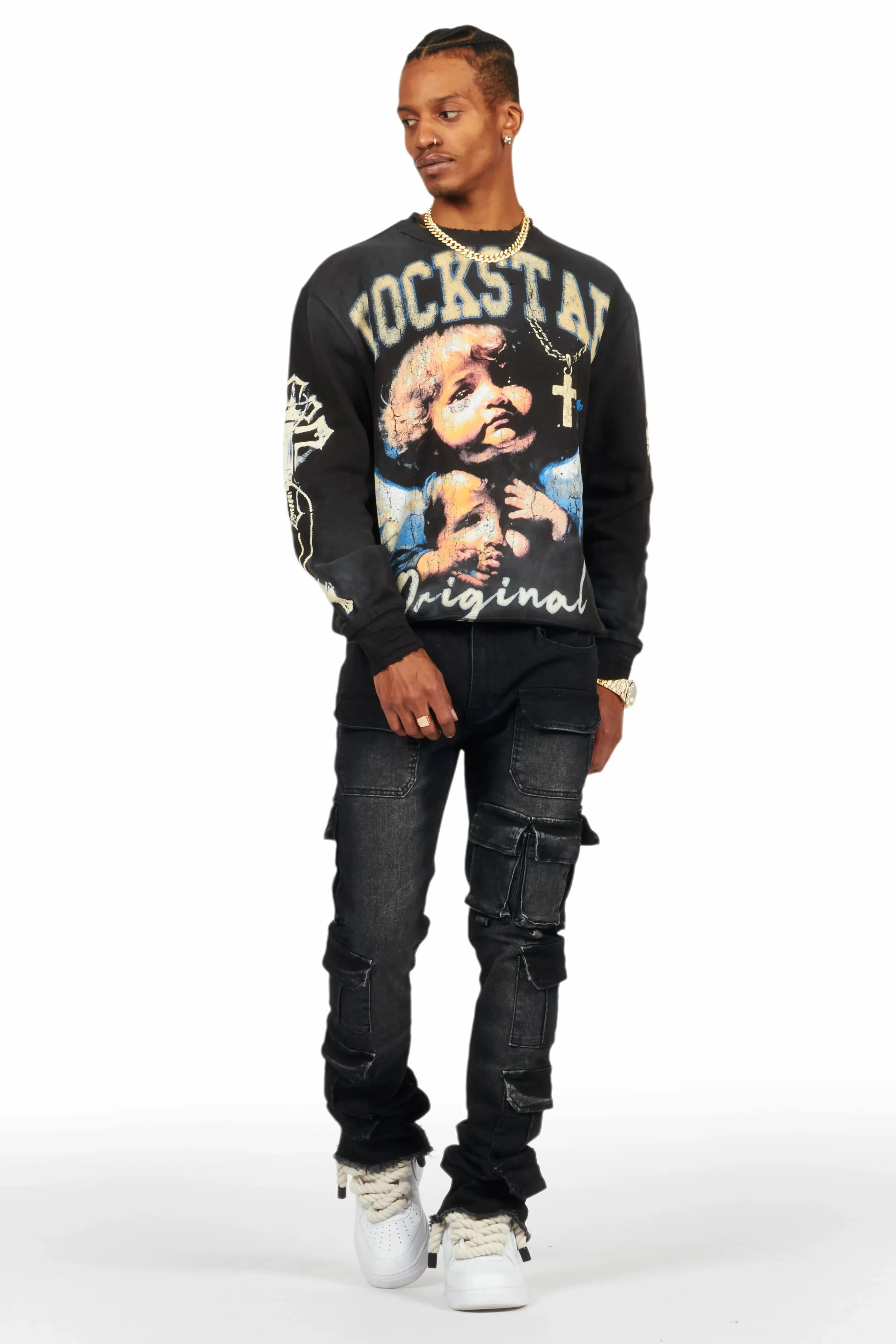Deiter Black Graphic Crewneck sold by Rockstar Original product image thumbnail 2