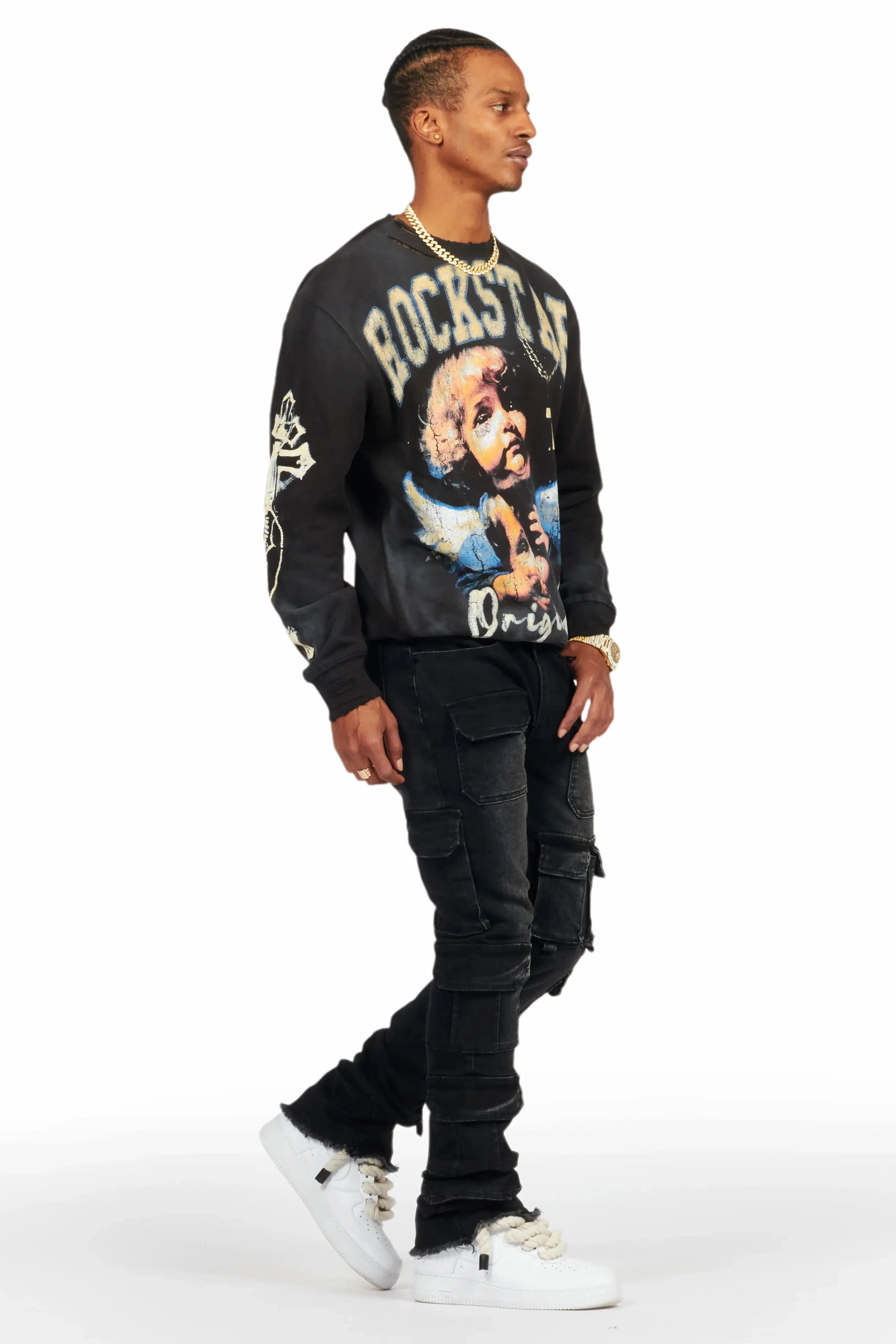 Deiter Black Graphic Crewneck sold by Rockstar Original product image thumbnail 5