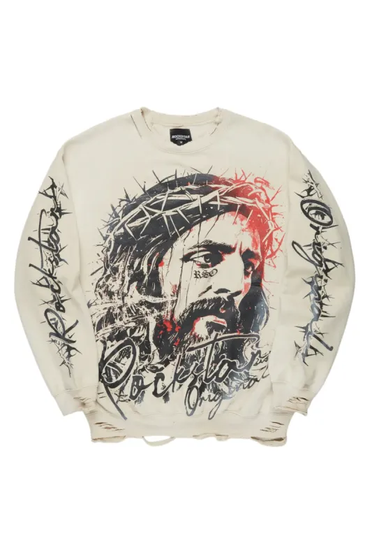Bedros Beige Graphic Crewneck sold by Rockstar Original