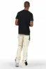 Helios Beige Patchwork Stacked Flare Jean sold by Rockstar Original
