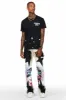 Helios Beige Patchwork Stacked Flare Jean sold by Rockstar Original