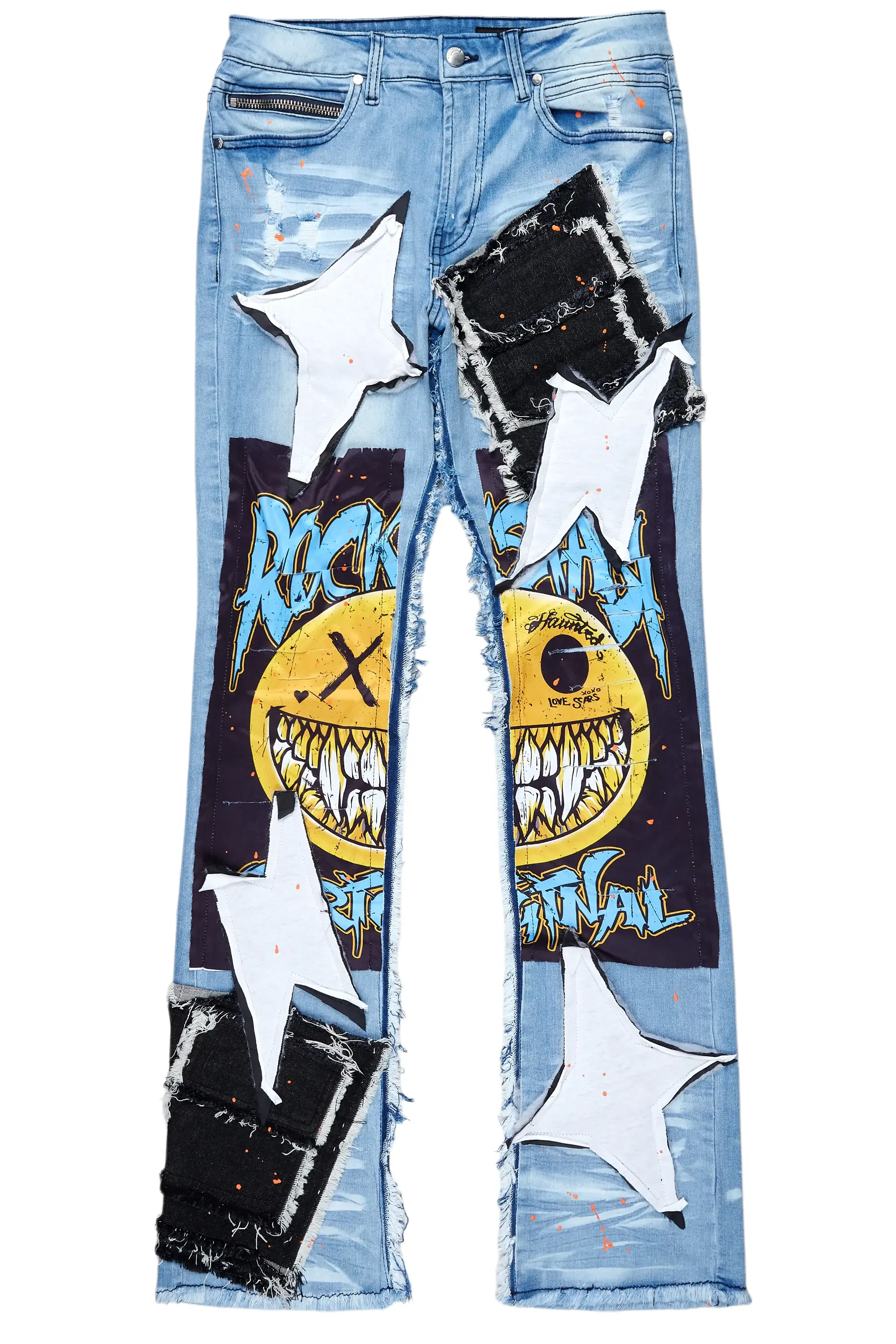 Fraust Blue Patchwork Stacked Flare Jean sold by Rockstar Original product image thumbnail 2