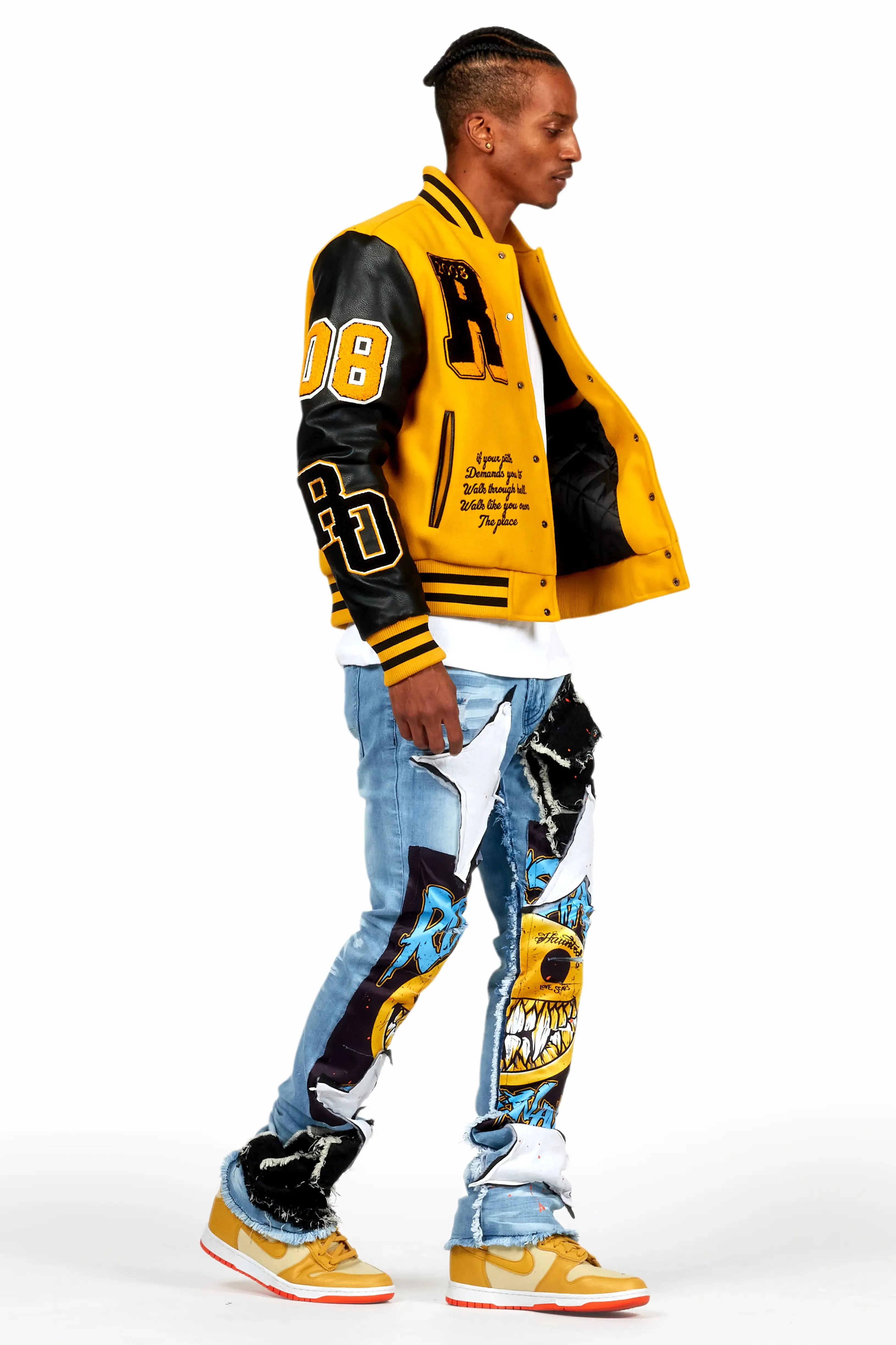 Fraust Blue Patchwork Stacked Flare Jean sold by Rockstar Original product image thumbnail 4