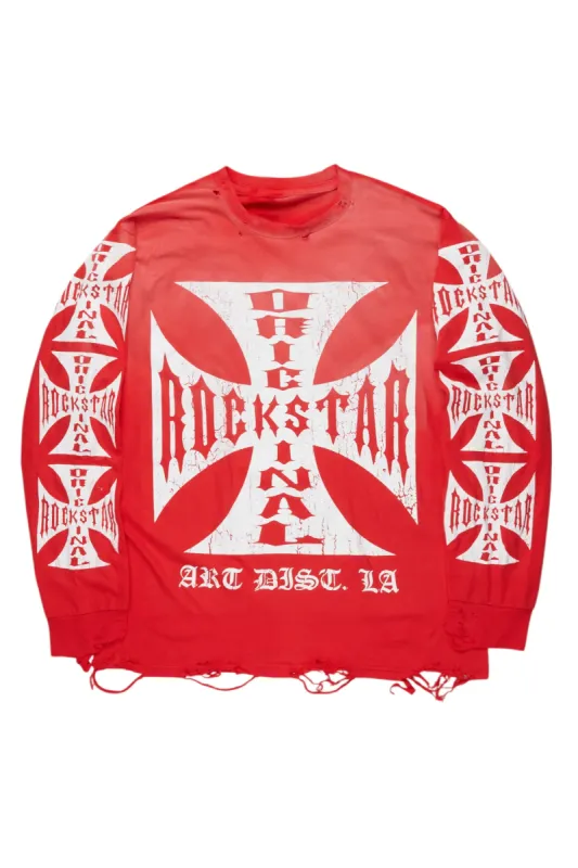 Udell Red Long Sleeve Graphic T-Shirt sold by Rockstar Original
