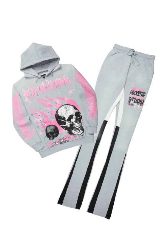 Anneso Heather Grey Super Stacked Hoodie Track Set sold by Rockstar Original