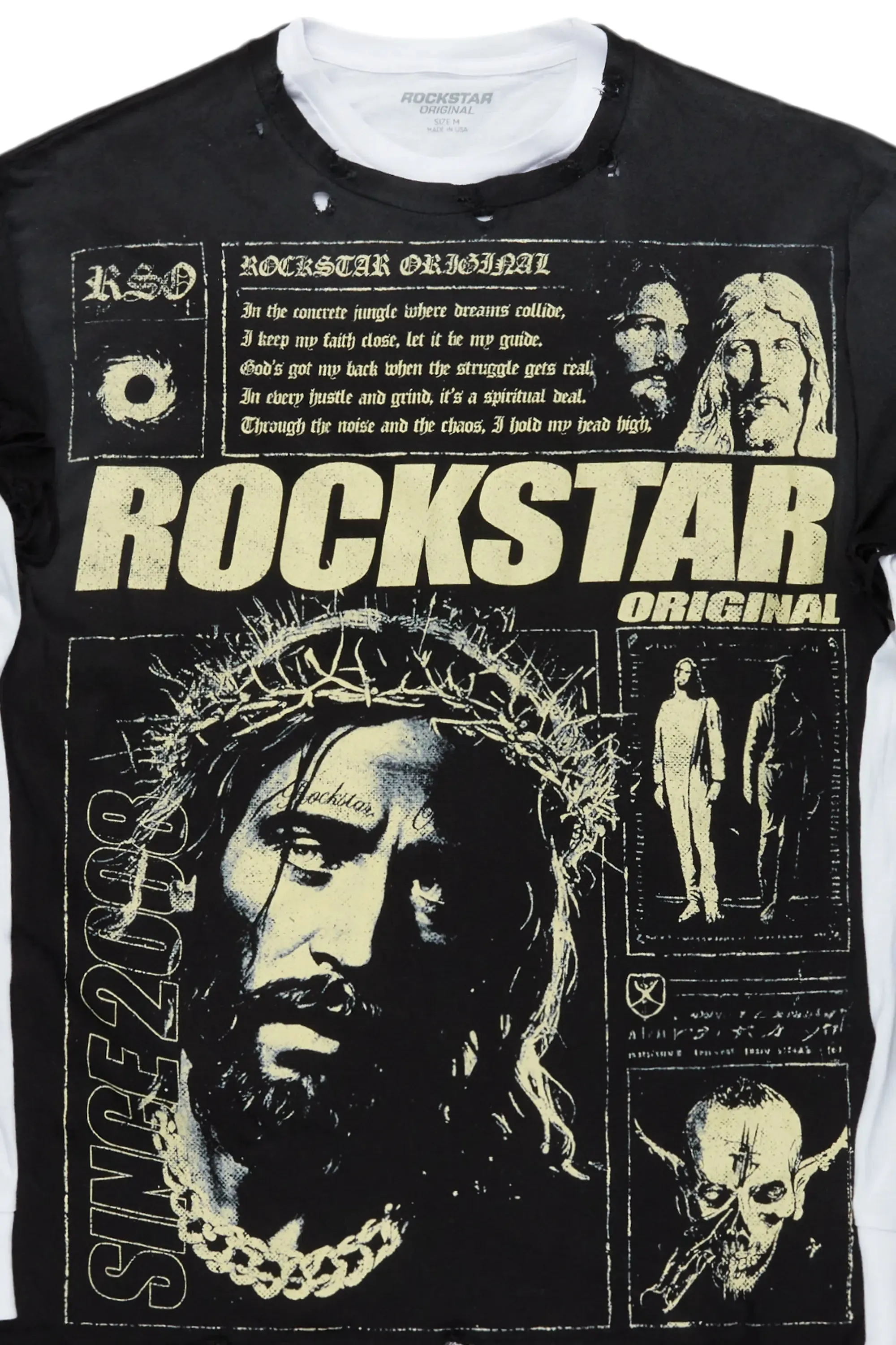 Farrah Black/White Double Layer Graphic T-Shirt sold by Rockstar Original product image thumbnail 2