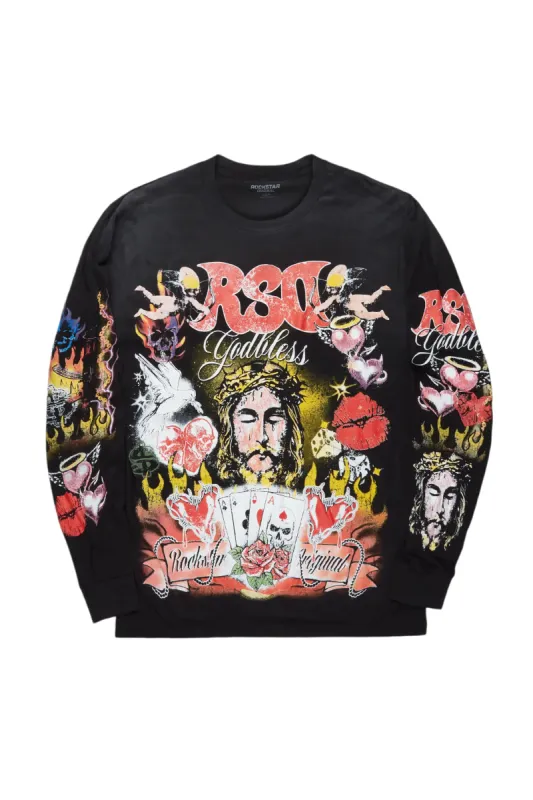 Germain Black Long Sleeve Graphic T-Shirt sold by Rockstar Original