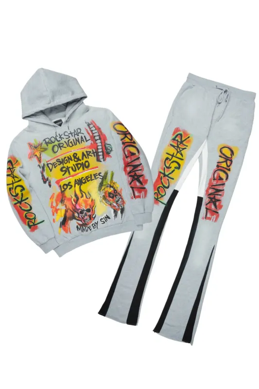 Soweto Heather Grey Super Stacked Hoodie Track Set sold by Rockstar Original