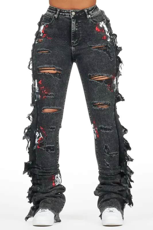 Analyse Black Wash Painted Super Stacked Jean sold by Rockstar Original
