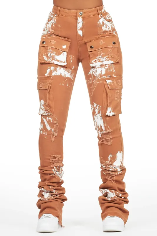 Latrice Camel Painted Super Stacked Jean sold by Rockstar Original