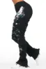 Sammia Black Painted Stacked Flare Jean sold by Rockstar Original