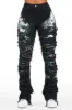 Sammia Black Painted Stacked Flare Jean sold by Rockstar Original