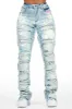 Sammia Light Wash Painted Stacked Flare Jean sold by Rockstar Original